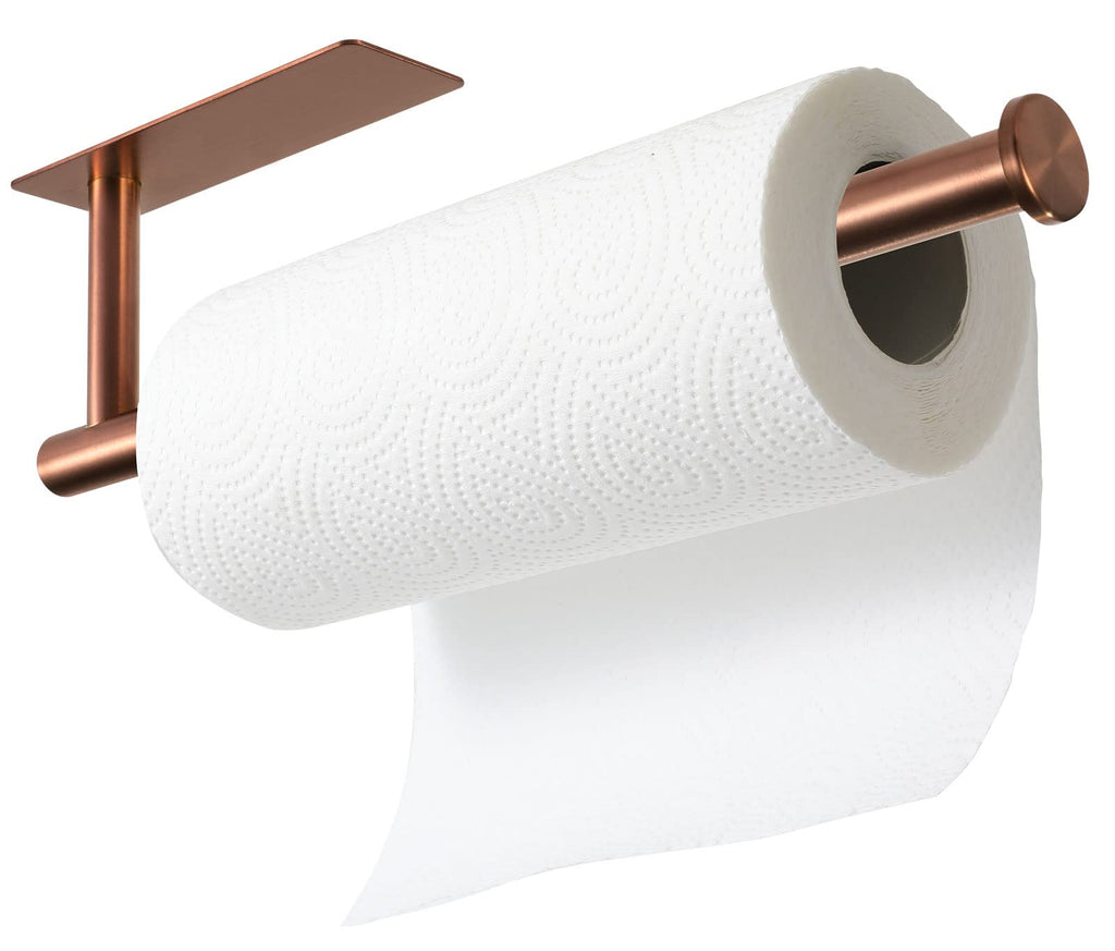 theaoo Paper Towel Holder - Under Cabinet Paper Towel Holder for Kitchen, Adhesive Paper Towel Roll Rack for Bathroom Towel, Wall Mounted Matte Black Paper Towel Rack, SUS304 Stainless Steel(1, Black)
