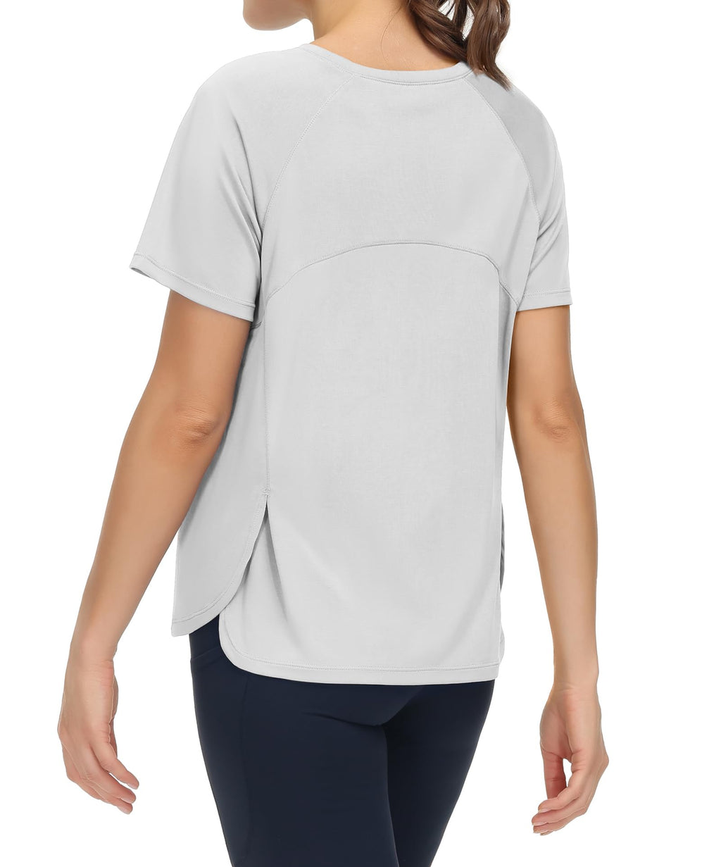 THE GYM PEOPLE Women's Short Sleeve Workout Shirts Breathable Yoga T-Shirts with Side Slits Athletic Tee Tops