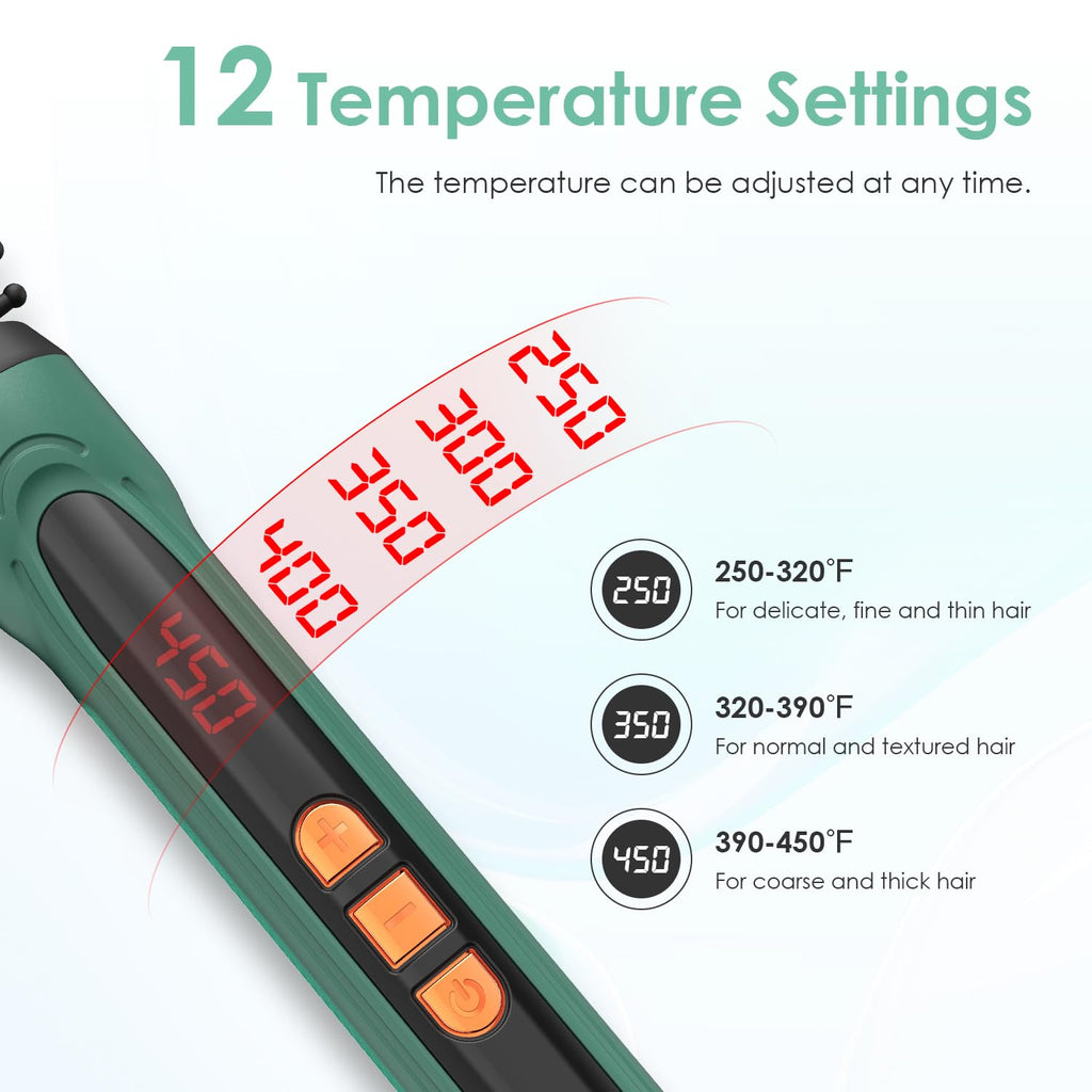BANGMENG Mini Thermal Round Brush, 0.35 Inch Barrel Volume Heat Styling Brush for Men and Women Short Thin Curly Straight Hair, Heated Curling Iron,12 Temperature Setting (0.95 Inch with Bristles)