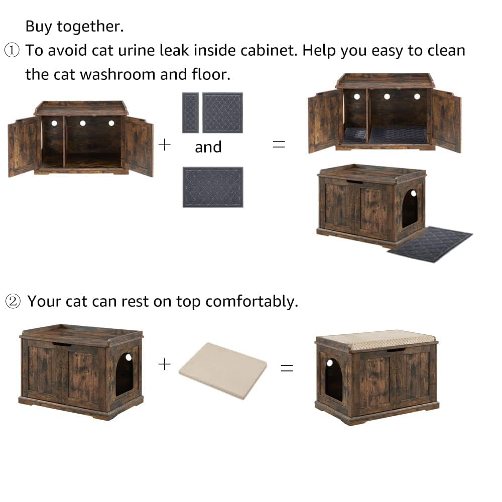 unipaws Extra Large Cat Litter Box Enclosure for Self-Cleaning & Automatic Litter Boxes, Tall Cabinet with Charging Station, Wooden Dog Proof Hidden Cat House for Top Entry Litter Box