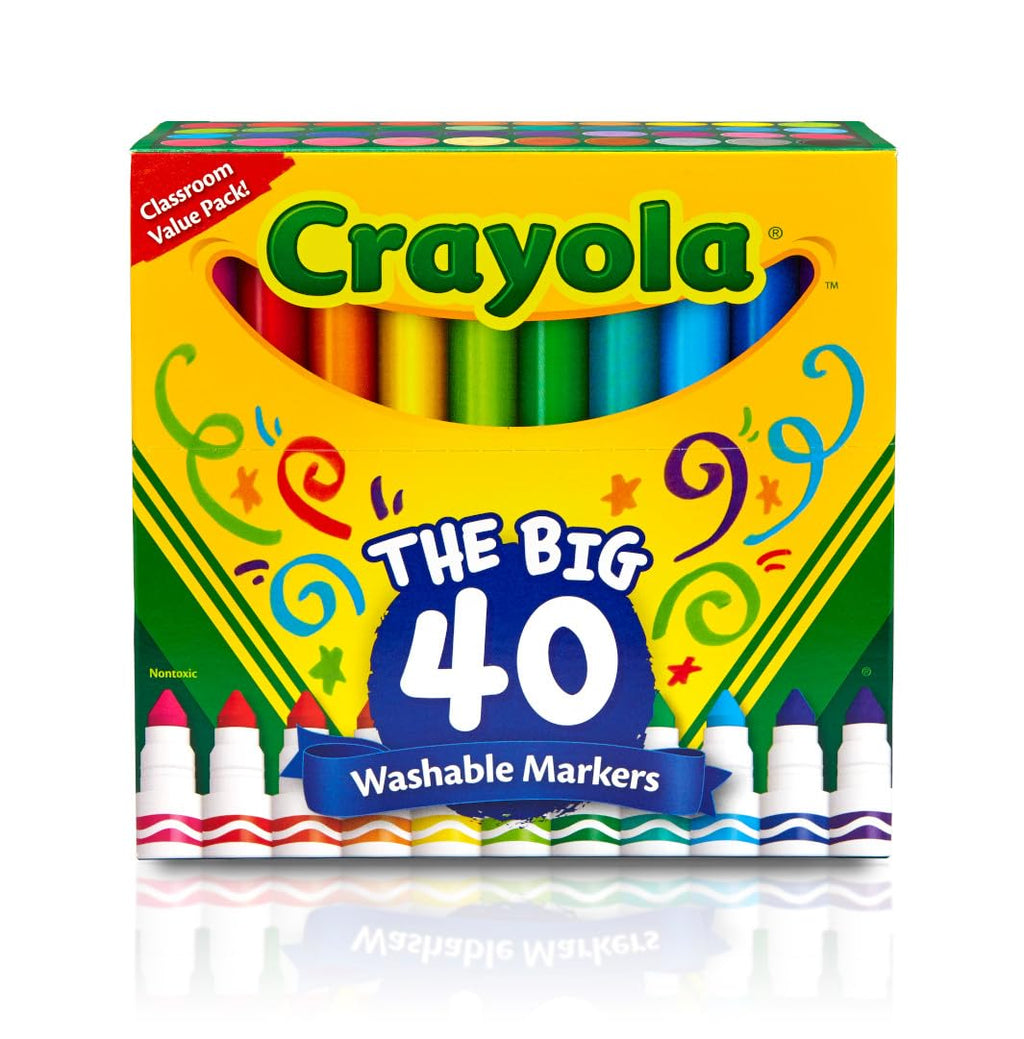 Crayola Ultra Clean Fine Line Washable Markers (40ct), School Supplies, Classroom Teacher Must Haves, Homeschool Essentials, Gifts for Kids, Ages 3, 4, 5