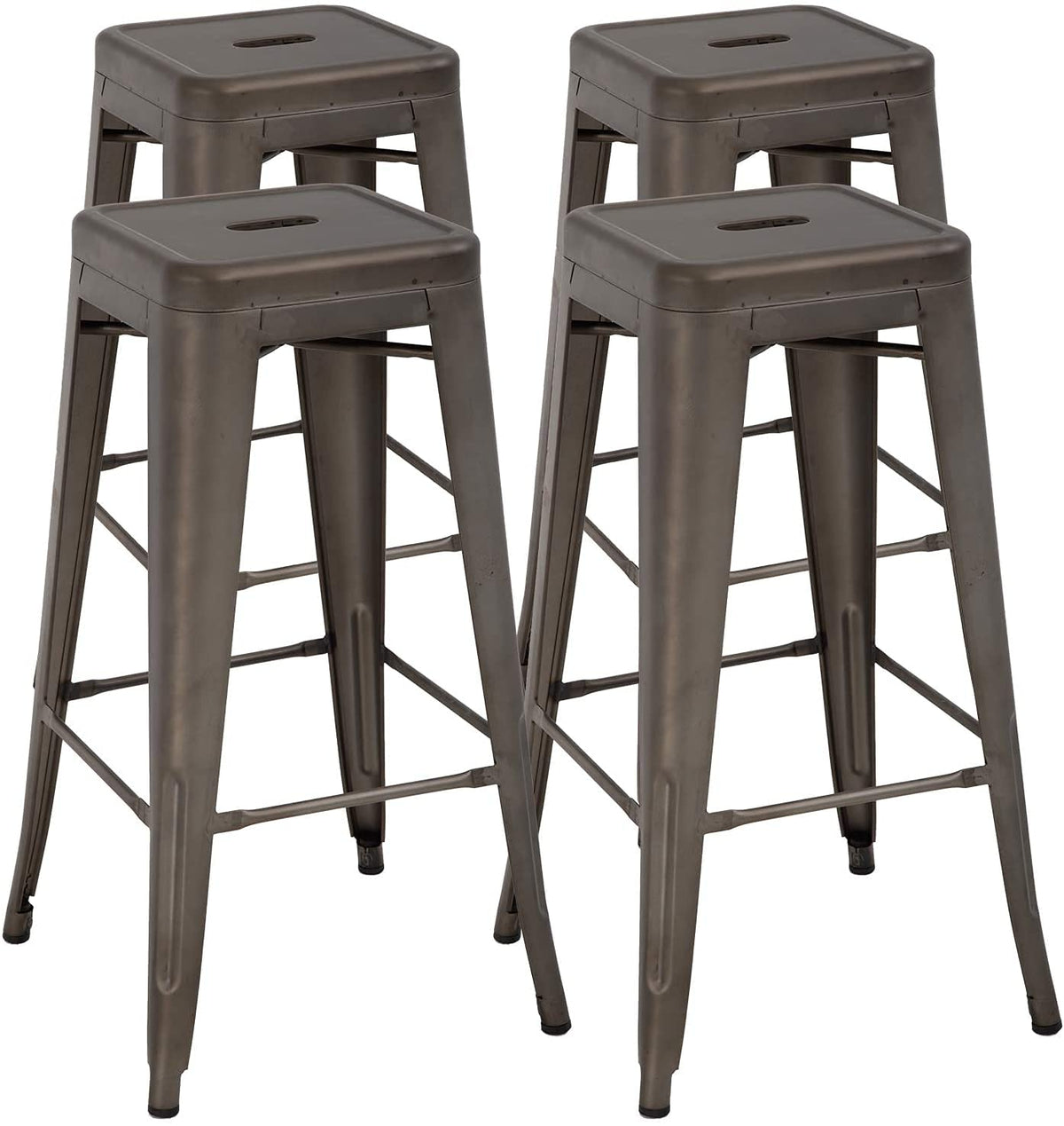 FDW Metal Bar Stools Set of 4 Counter Height Bar Stools 24 Inches Industrial Bar Chairs Patio Stool Stackable Backless Stool Indoor Outdoor Metal Kitchen Stools Bar Chairs (Black, 24")