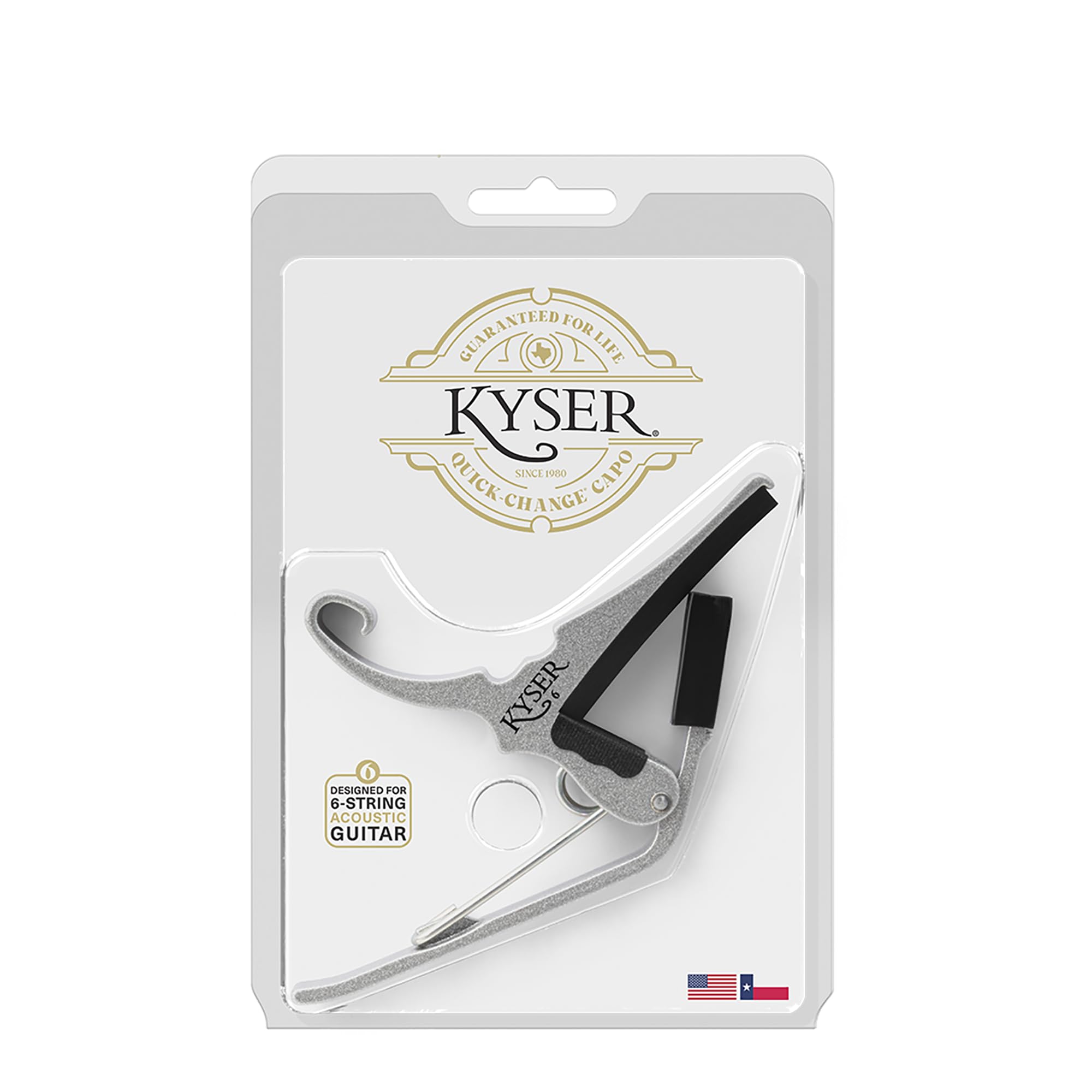 Kyser Musical Products Quick-Change Guitar Capo, KG6ABA, Abalone - For 6-String Acoustic Guitars, Made in USA, Quality, Strong, Lightweight, Quick & Easy Key Changes, Innovative, Perfect Fit
