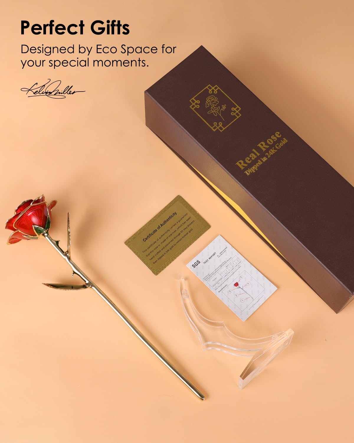24K Gold Dipped Real Rose – Handcrafted, Bold, One of a Kind – Romantic Gift for Her – Ideal for Birthday, Anniversary, Mother’s Day, Valentine’s (Black)