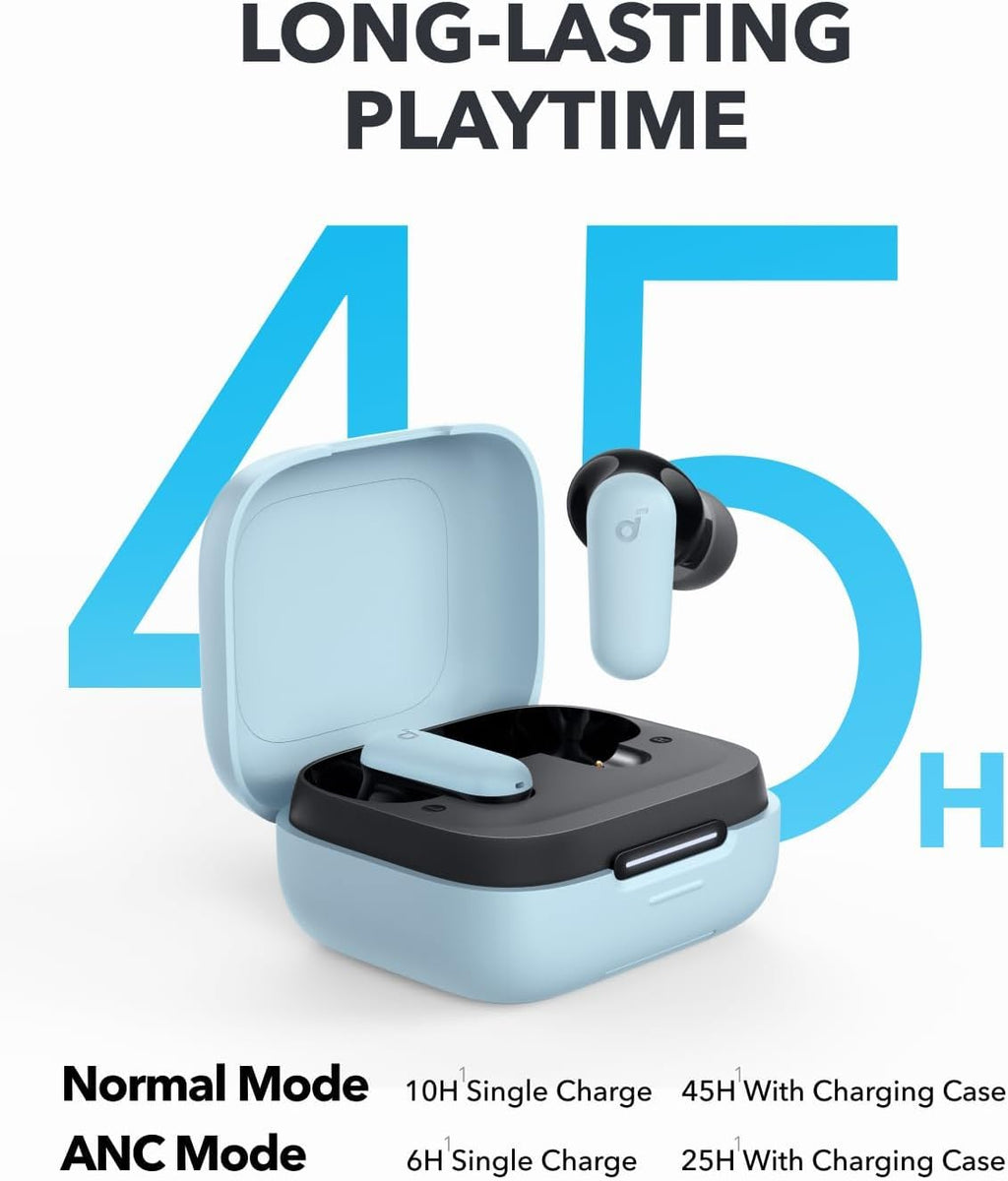 Soundcore P30i by Anker Noise Cancelling Earbuds, Strong and Smart Noise Cancelling, Powerful Bass, 45H Playtime, 2-in-1 Case and Phone Stand, IP54, Wireless Earbuds, Bluetooth 5.4 (Black)