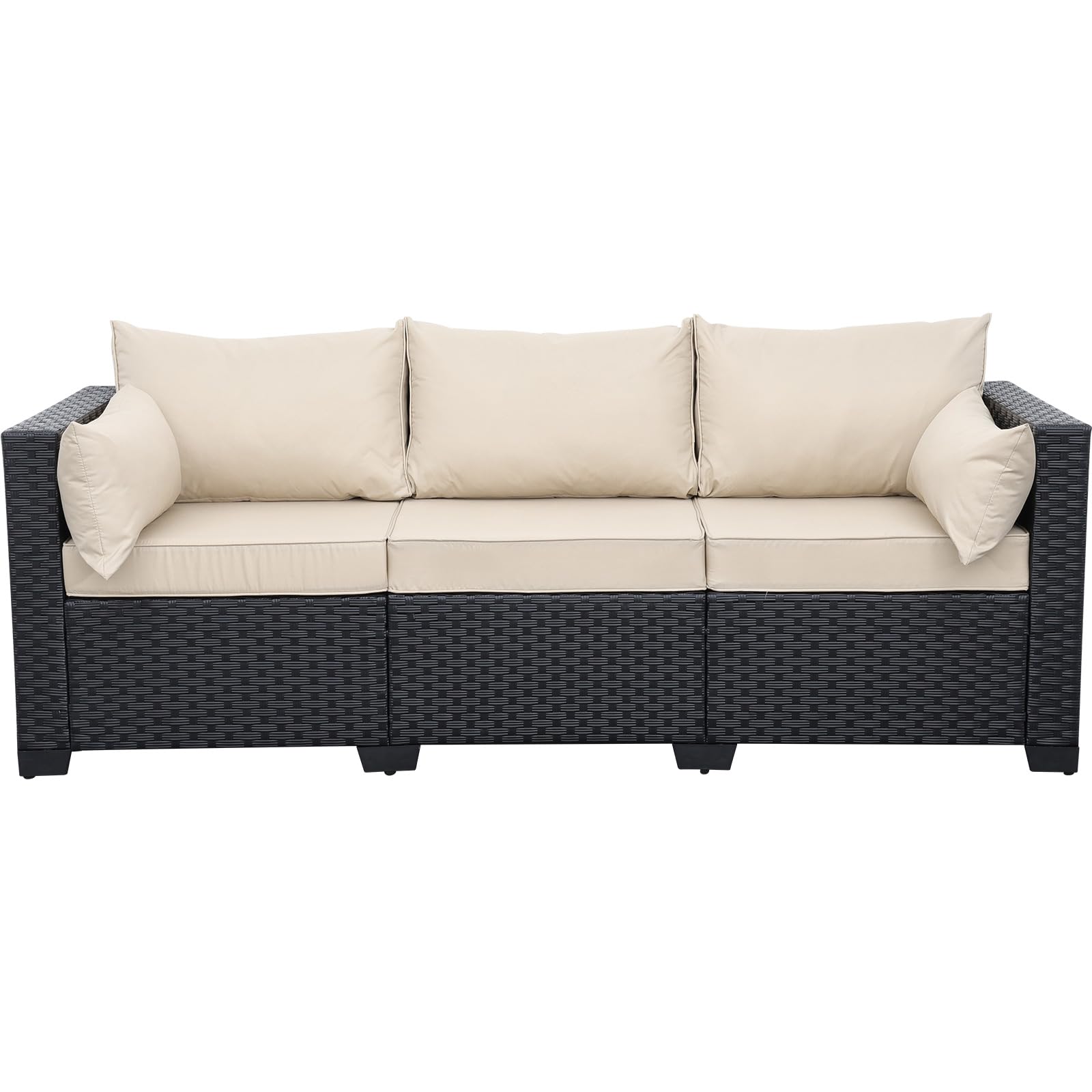 Rattaner Outdoor Furniture Outdoor Couch Patio Furniture 3-seat Sofa Deep Seat High Backrest with Waterproof Cover and Anti-Slip Cushions, Light Grey