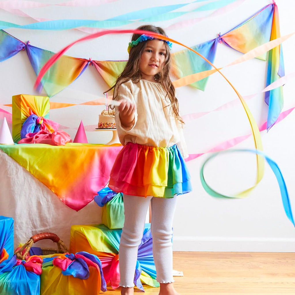 Sarah's Silks Streamer - Ribbon Wand for Kids, Pretend Play, Dance, Baton Stick Twirling, and Gymnastics Party Favors | 100% Silk and Wood Montessori and Waldorf Toys