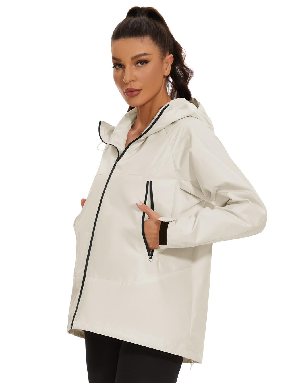 Avoogue Rain Jacket for Women Waterproof Lightweight Rain Coat Hiking Windbreaker Jacket with Hood