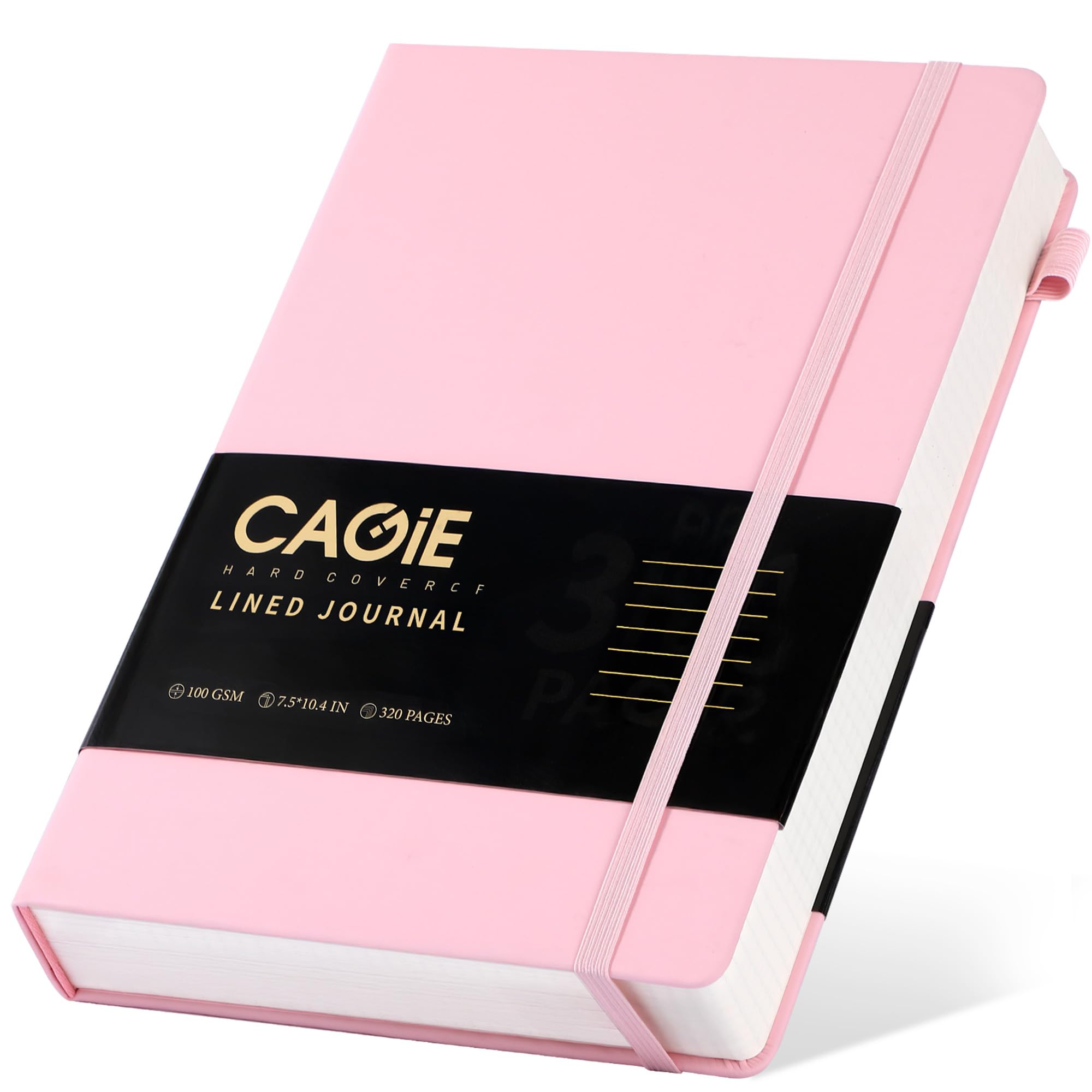 CAGIE Bullet Dotted Journal Notebook 320 Pages 100 GSM Paper Hardcover A5 Dot Grid Notebook Leather Journals for Writing Women Men Work Journaling, Black
