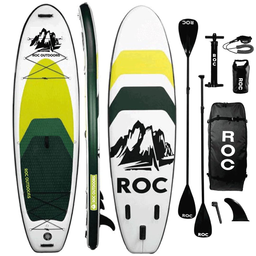 Roc Inflatable Stand Up Paddle Board 10' 6" with Premium SUP Paddle Board Accessories, Wide Stable Design, Non-Slip Comfort Deck for Youth & Adults