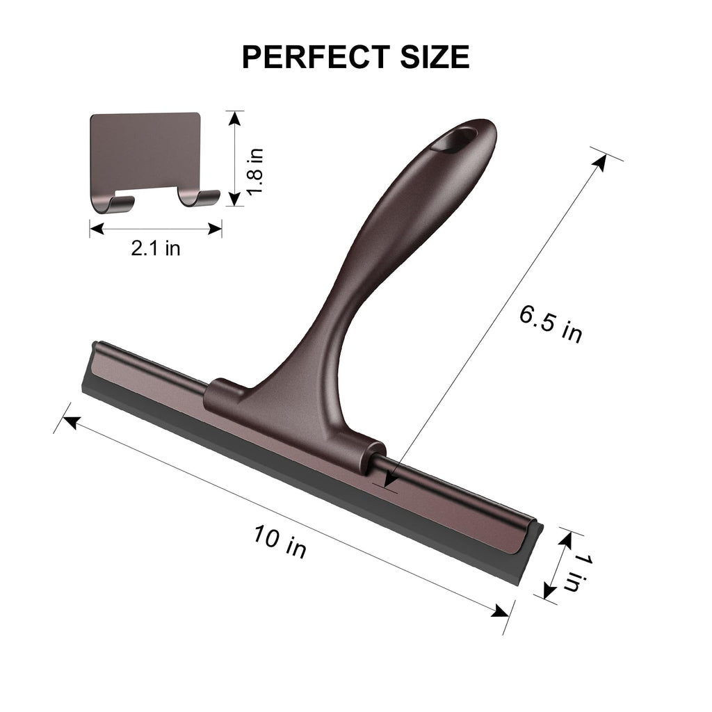 SetSail Squeegee for Shower Glass Door Stainless Steel Shower Squeegee for Glass Doors All-Purpose Window Squeegee for Tile Shower Walls, Sink, Mirror, Bathroom, Car Window Cleaning 10 Inches, Balck
