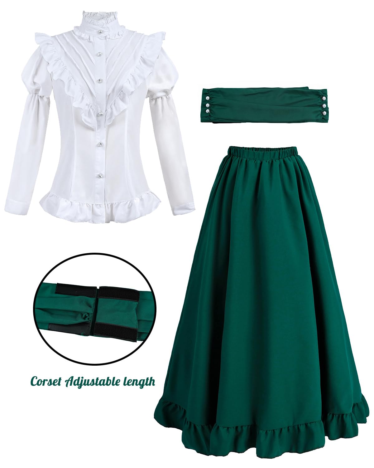 Victorian Dress for Women 2-Pieces 1800s Edwardian Dress Ball Gown Renaissance Costume