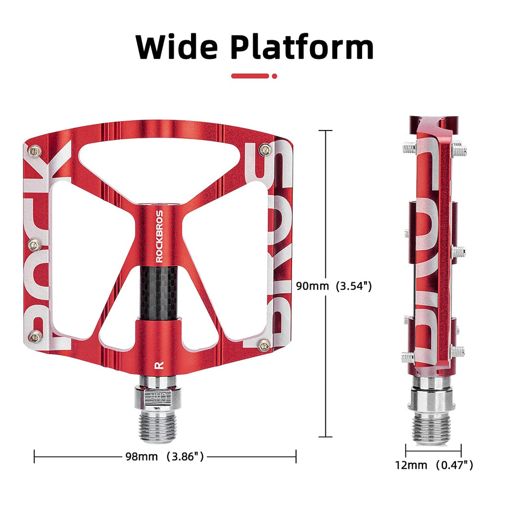 ROCKBROS Mountain Bike Pedals MTB Pedals CNC Non-Slip Lightweight Aluminum Alloy Bicycle Pedals Sealed Bearings Bicycle Platform Pedals 9/16" BMX Road Bike Pedal