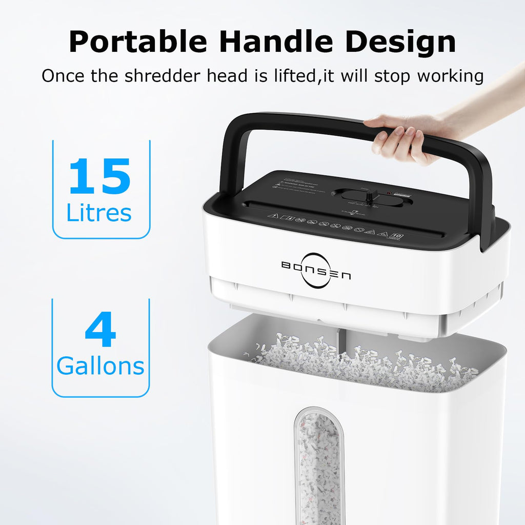 BONSEN Shredder for Home Office, 4 Gallons 8-Sheet Cross Cut Credit Card Shredder, Small Paper Shredder for Home Use, High Security Level P-4, ETL Certification (S3101)