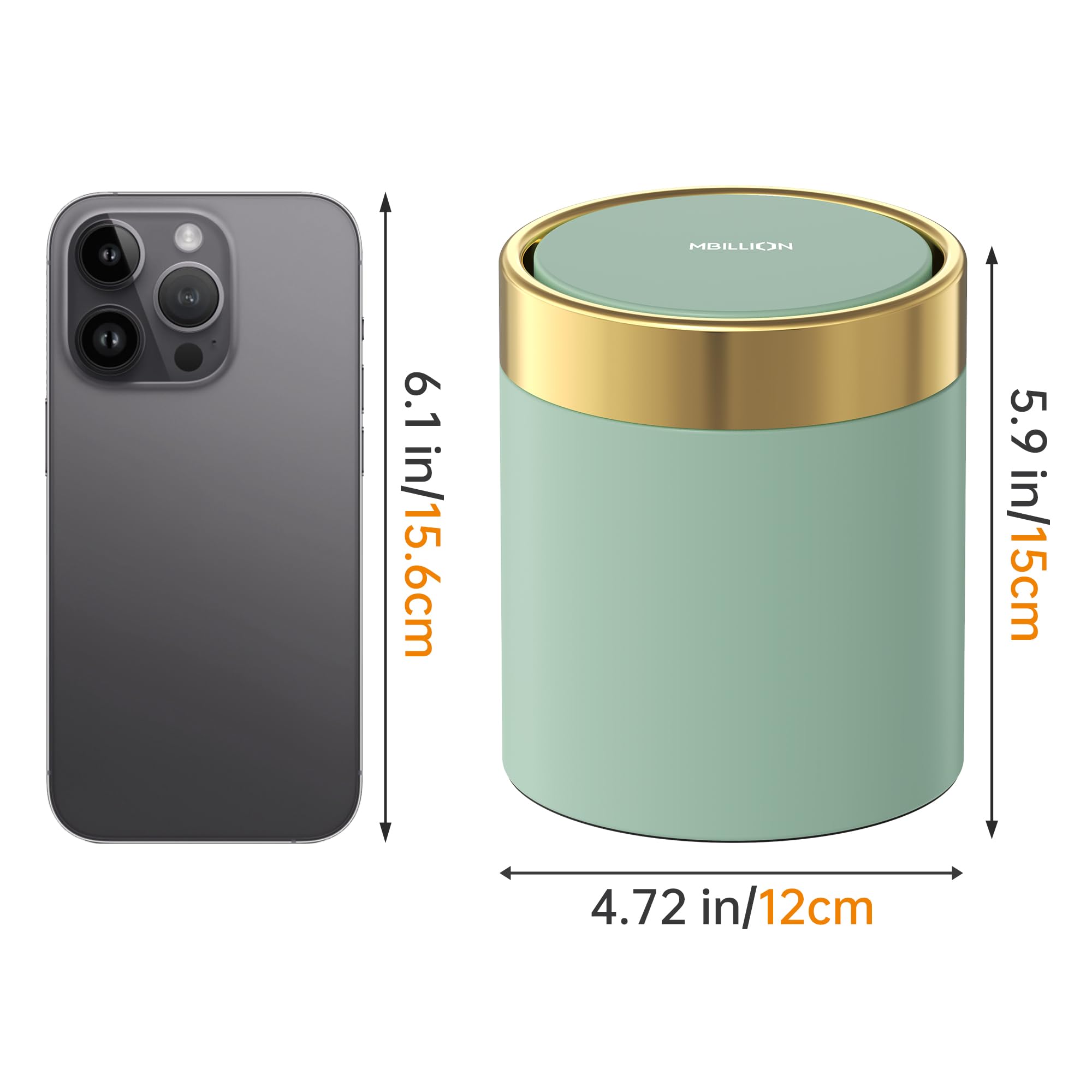 Mini Trash Can with Lid, Desktop Small Trash Can Recycling Bin Cute Metal Garbage Can for Tabletop Countertop Use,Stainless Steel 0.4Gal/1.5L Waste Bin for Office Parlor Car Bedroom,Swing Lid Open