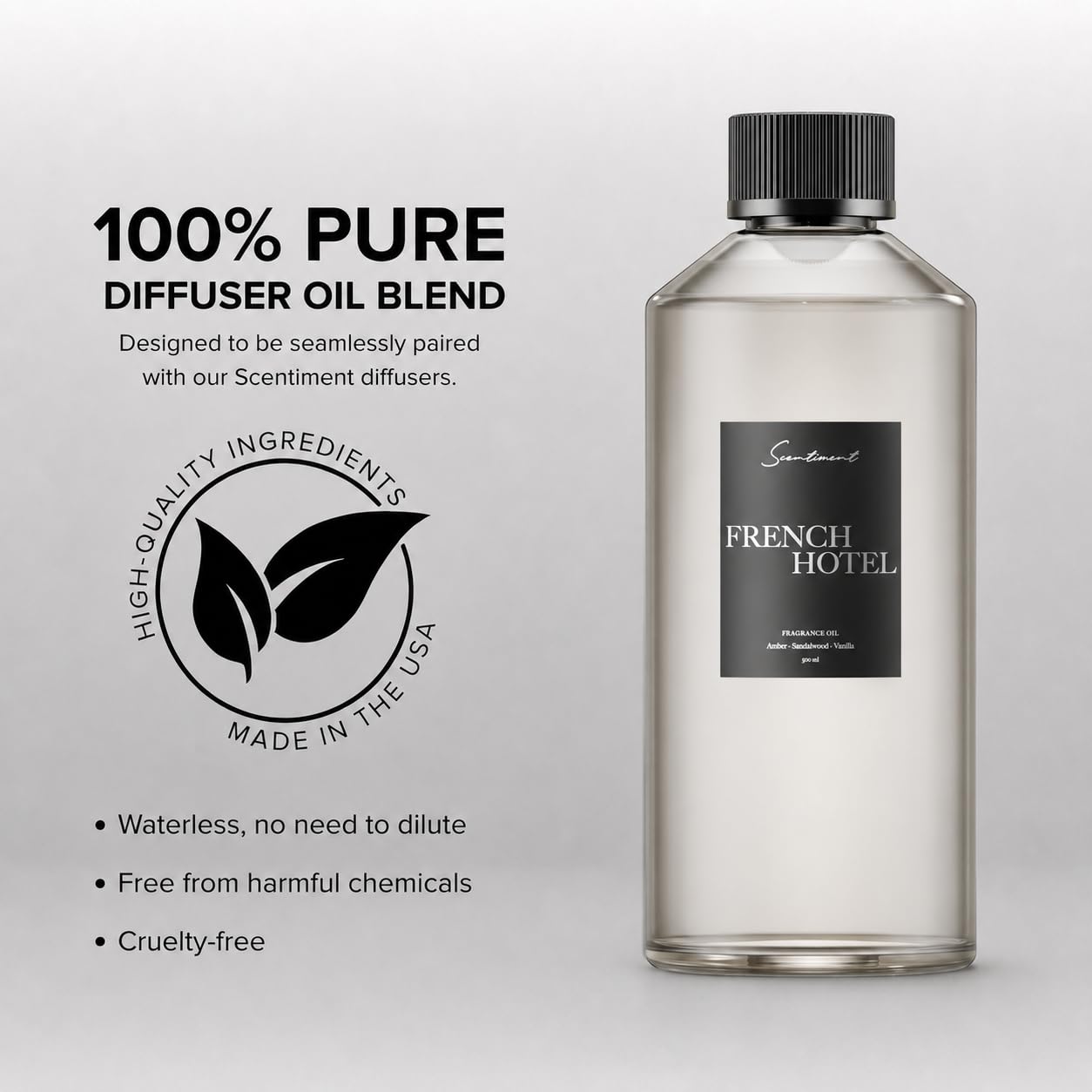 Scentiment French Hotel Diffuser Oil - Premium Hotel Scent with Notes of Clove, Patchouli & Sandalwood Home Scent, Aromatherapy Fragrance Oil Diffuser Refill - 0.68 fl oz (20 mL)