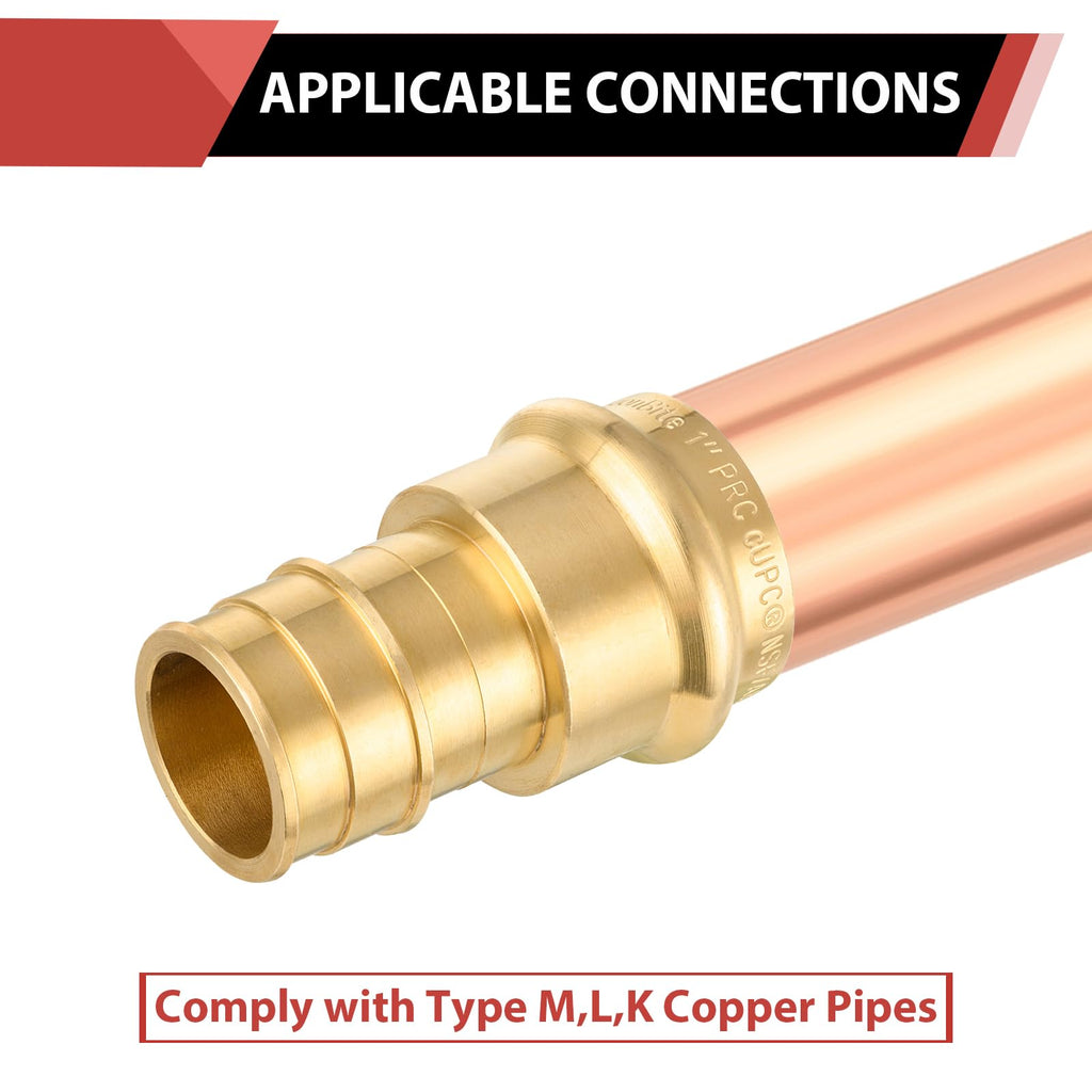 (Pack of 2) EFIELD 1" Copper Press X 1" PEX Crimp Coupling Brass Adapters For Copper and Pex Pipe Connection,(PEX1807388-2PCS)