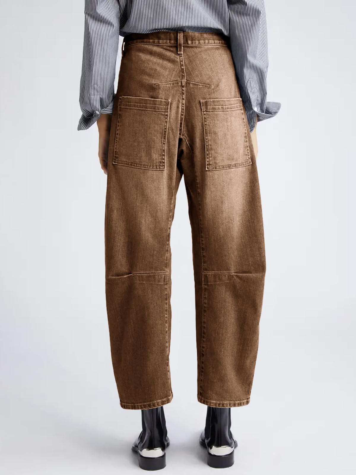 PLNOTME Womens Barrel Jeans High Waisted Baggy Boyfriend Wide Leg Denim Pants with Pockets