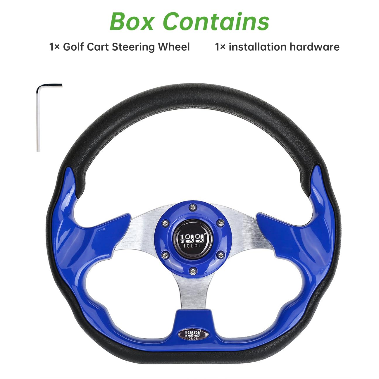 10L0L Golf Cart Steering Wheel, 13' Universal Fit for EZGO TXT/RXV, Club Car DS/Precedent, Yamaha G2-G29 (Carbon Black)