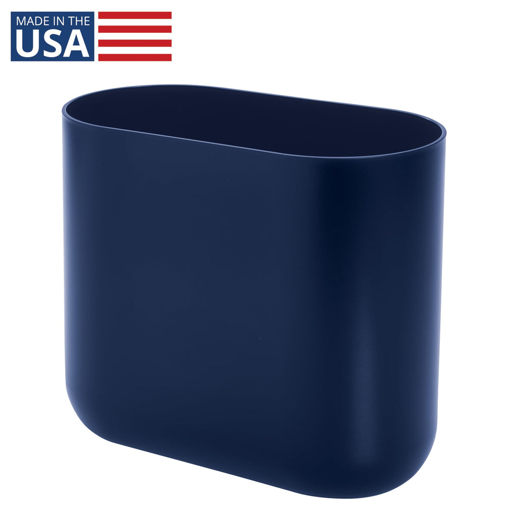 iDesign Small Slim Plastic Bathroom Trash Can, Black | Garbage Can for Bedroom, Office, Desk, Dorm
