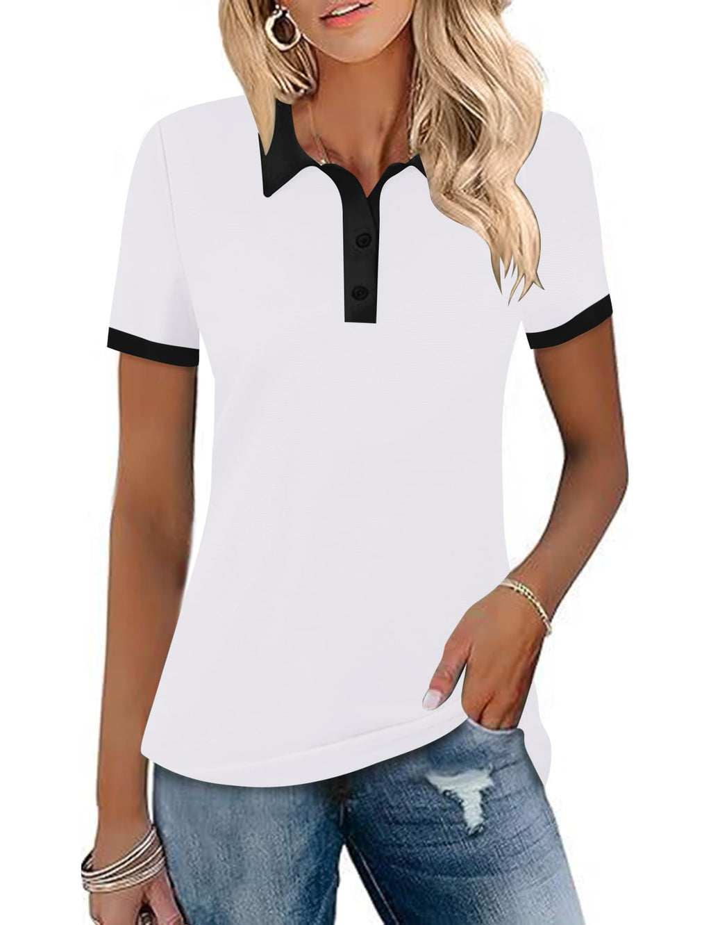 LOMON Womens Golf Polo Shirts Short Sleeve Collared Tops Lightweight Moisture Wicking Tennis Activewear S-XXL