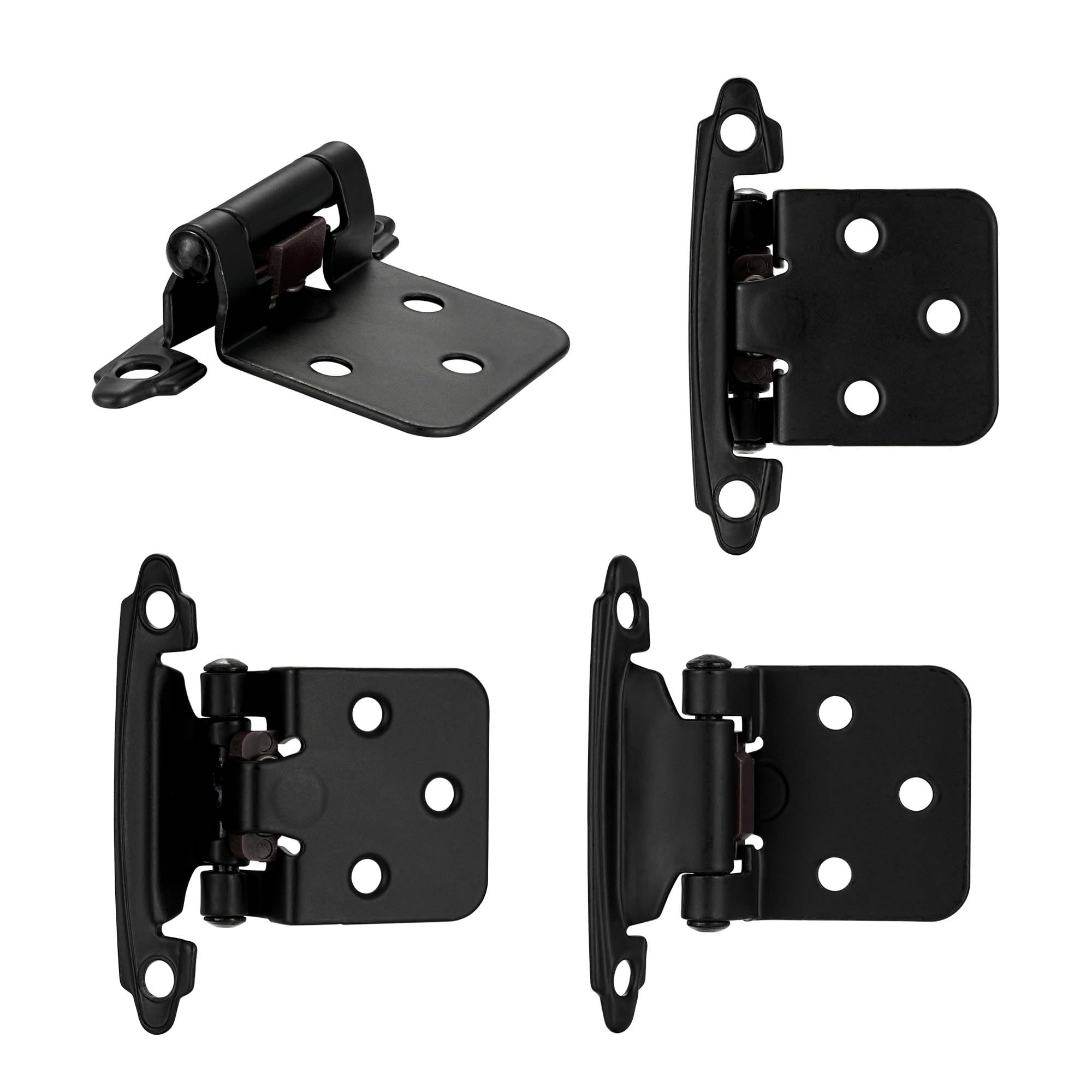 4 Pack (2 Pairs) Antique Brass Self Closing Cabinet Hinges for Kitchen Cabinet Door, 1/2" Overlay (Variable) Semi Concealed Kitchen Cabinet Hinges