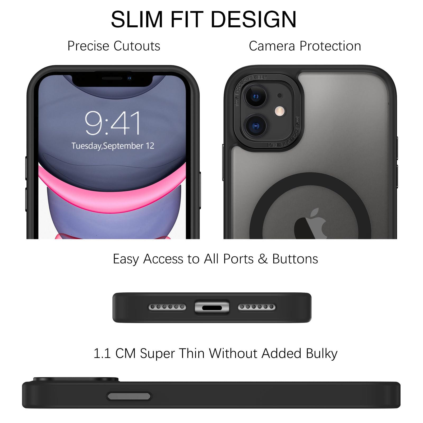 BENTOBEN for iPhone 11 Phone Case, Phone case for iPhone 11 Magnetic Case [Compatible with Mag Safe] Translucent Matte Slim Shockproof Anti-Fingerprint Protective Cover for iPhone 11 6.1’’ Black