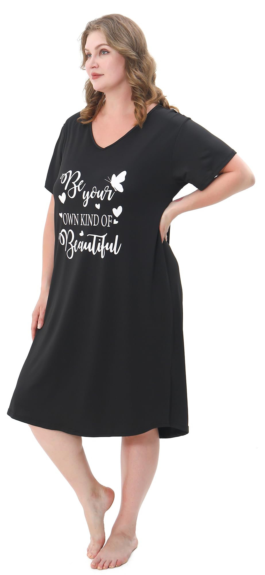 3 Pack Plus Size Women's Nightgown Soft Print Nightshirts for Women Short Sleeve Sleepwear