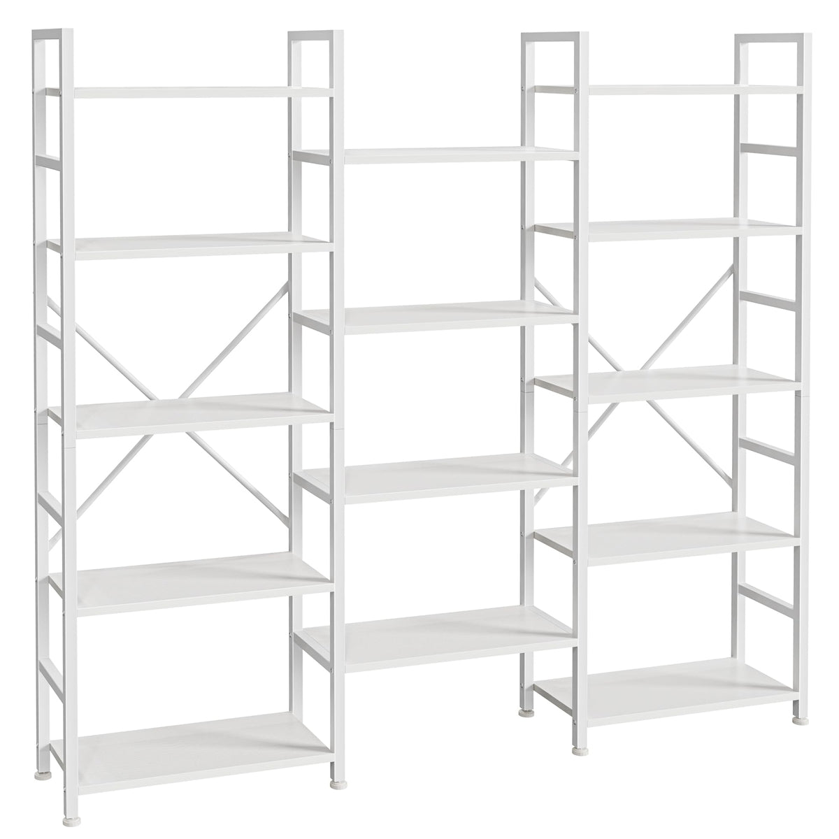 SUPERJARE Triple Bookshelf, Bookcase with 11 Open Display Shelves, Wide Book Shelf Book Case for Home & Office, 4 Tier, Black