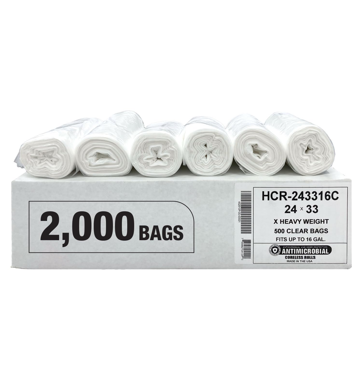 Aluf Plastics High Density Trash Bags, 10 Gallon, 4000 Count, 6 Micron (eq), 24" x 24", Black, for Bathroom, Office, Industrial, Commercial, Janitorial, Municipal, Recycling