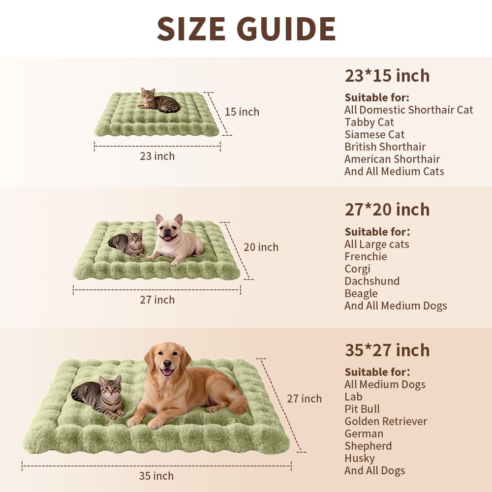 SOMAHE Cat Bed Mat, Soft Plush Faux Fur Kneading Pet Bed, Machine Washable Cat Sleeping Pad for Indoor Cats & Kittens, Non-Slip Fluffy Cat Rug for Couch Sofa Floor, 23x15 Inch Grey