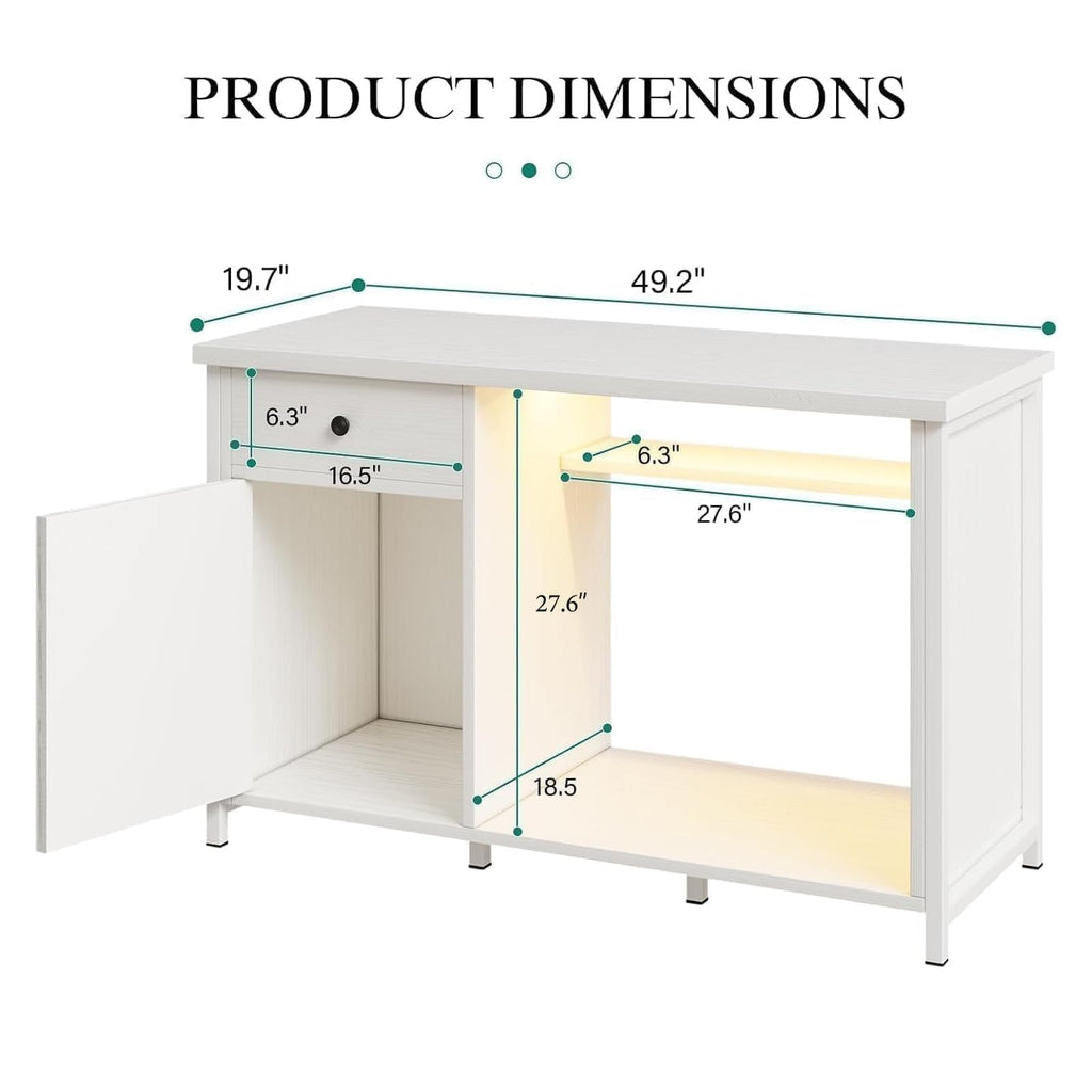 4ever2buy 55-75 Gallon Fish Tank Stand with Power Outlets, LED Light, Heavy Duty Aquarium Stand with Cabinet for Fish Tank Accessories Storage, for Turtle Tank, Reptile Terrarium, 1100LBS, Black