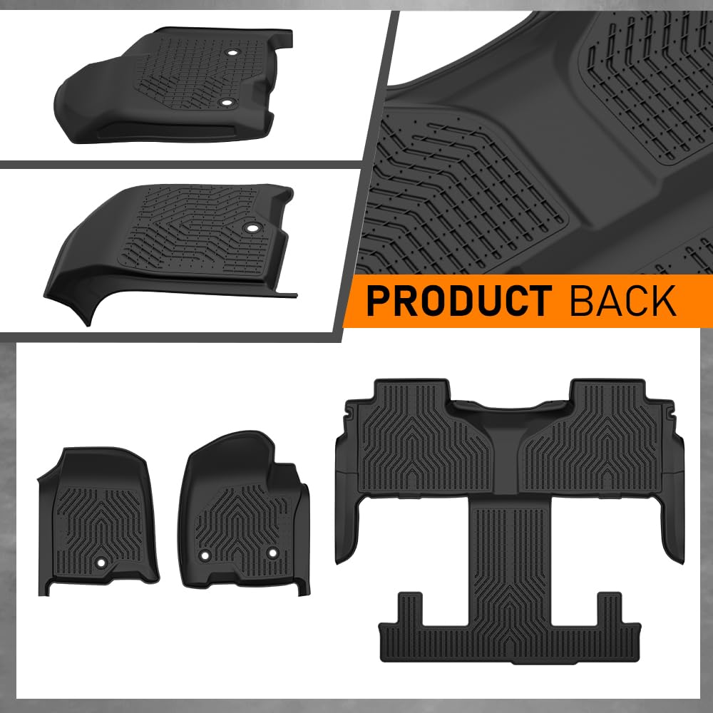 G-PLUS Floor Mats Fit for Toyota 4Runner 2013-2024/Fit Lexus GX460 2014-2023/Not Fit Vehicles with Vinyl Flooring, TPE Black,1st & 2nd Row 3pcs Mats
