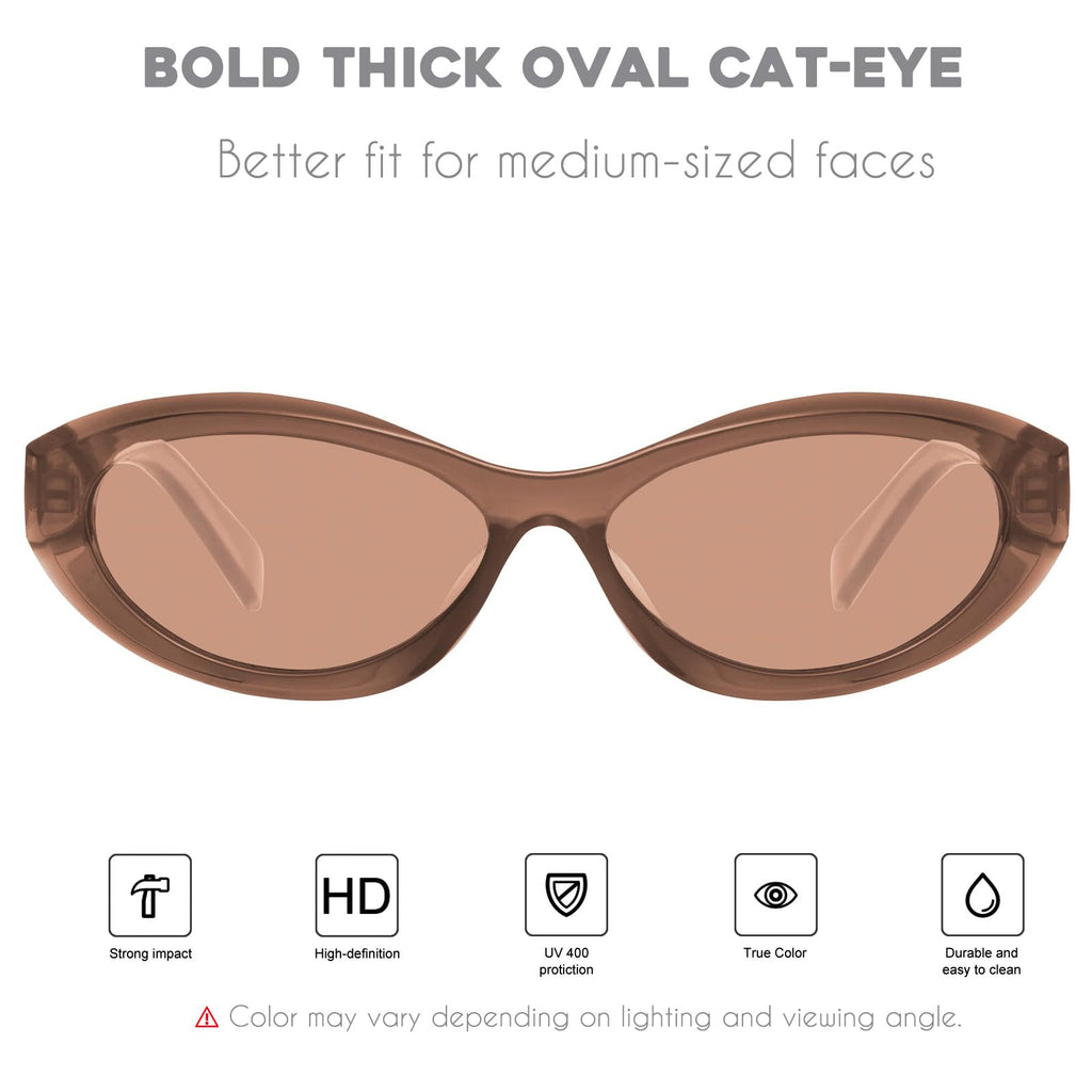 mosanana Oval Cat Eye Sunglasses for Women Retro Y2K Style MS52372