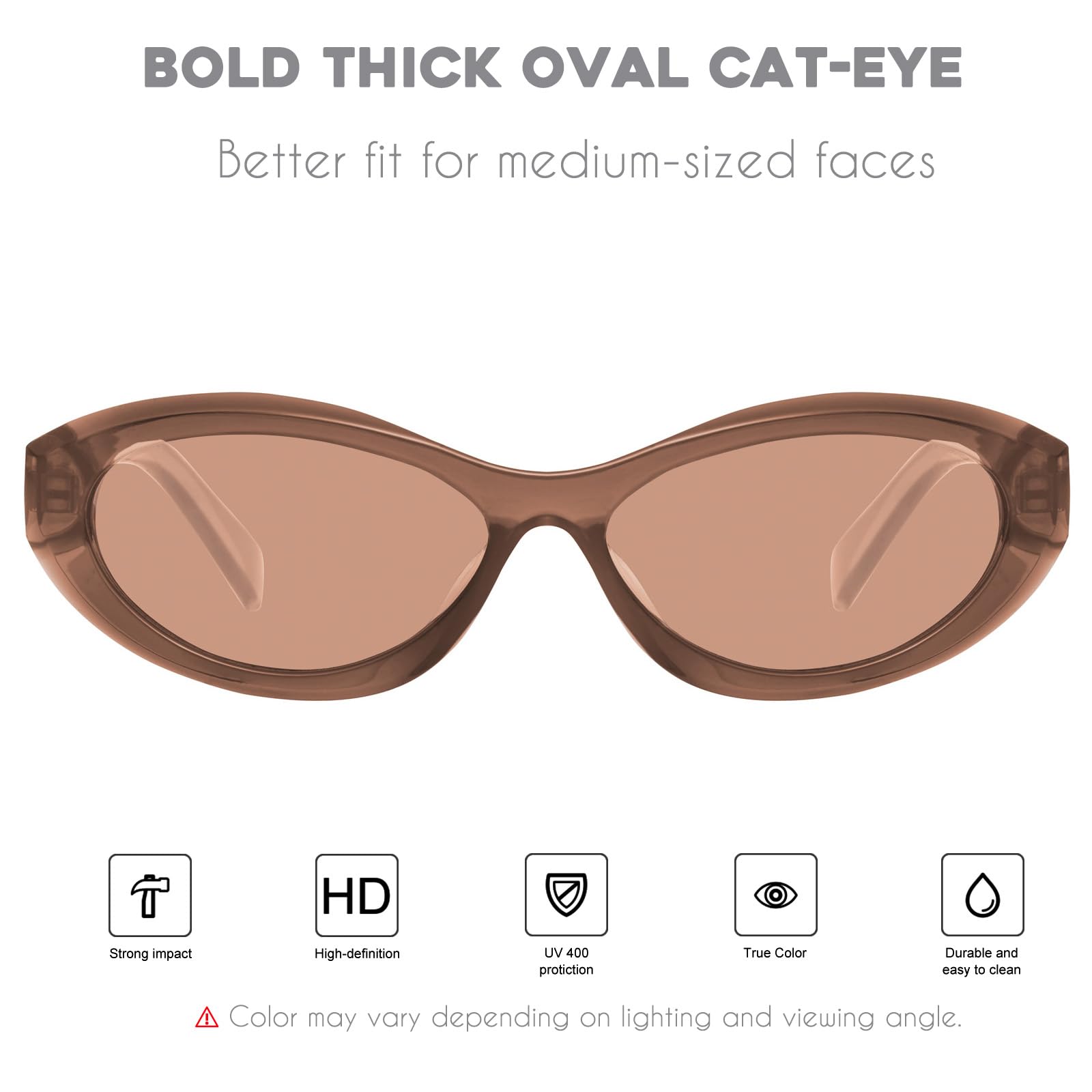 mosanana Oval Cat Eye Sunglasses for Women Retro Y2K Style MS52372