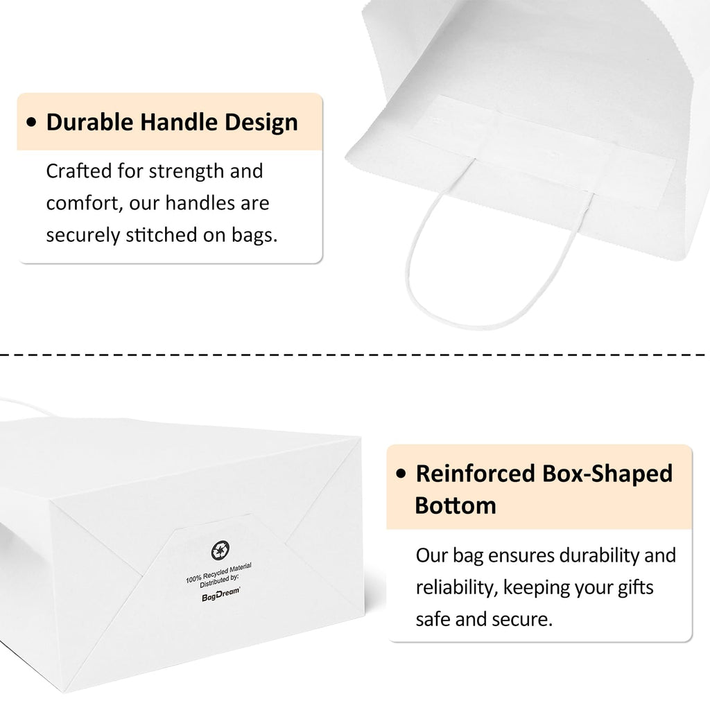 BagDream Gift Bags 10x5x13 25Pcs Kraft Paper Shopping Bags with Handles, for Gifts, Business, Merchandise, Retail, Party Favor, Black Recycled Paper Sacks