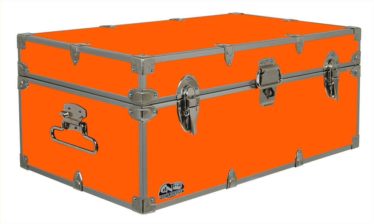 C&N Footlockers - Full-Size Happy Camper Trunk - #1 Summer Camp Trunk - Made in the USA - Steel Footlocker with Lid Stay - 32 x 18 x 13.5 Inches (Dark Green)