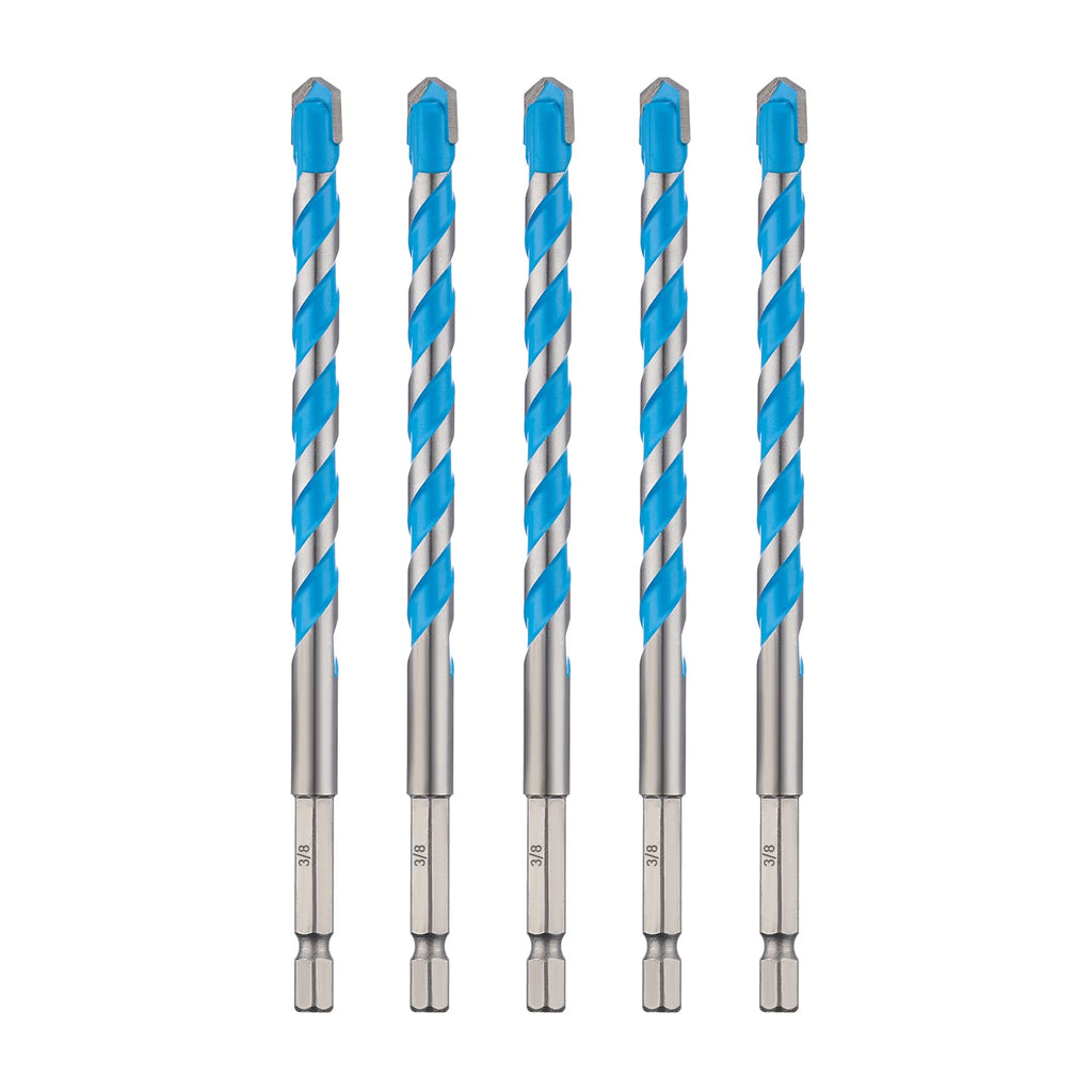 toolant 1/2" Concrete Drill Bit Set & Masonry Drill Bit Set, Shockproof Hex Shank Hammer Drill Bit Set for Glass/Brick/Plastic/Cement/Tile, Industrial Strength Carbide Drill Bit Tip 1/2" Box of 5