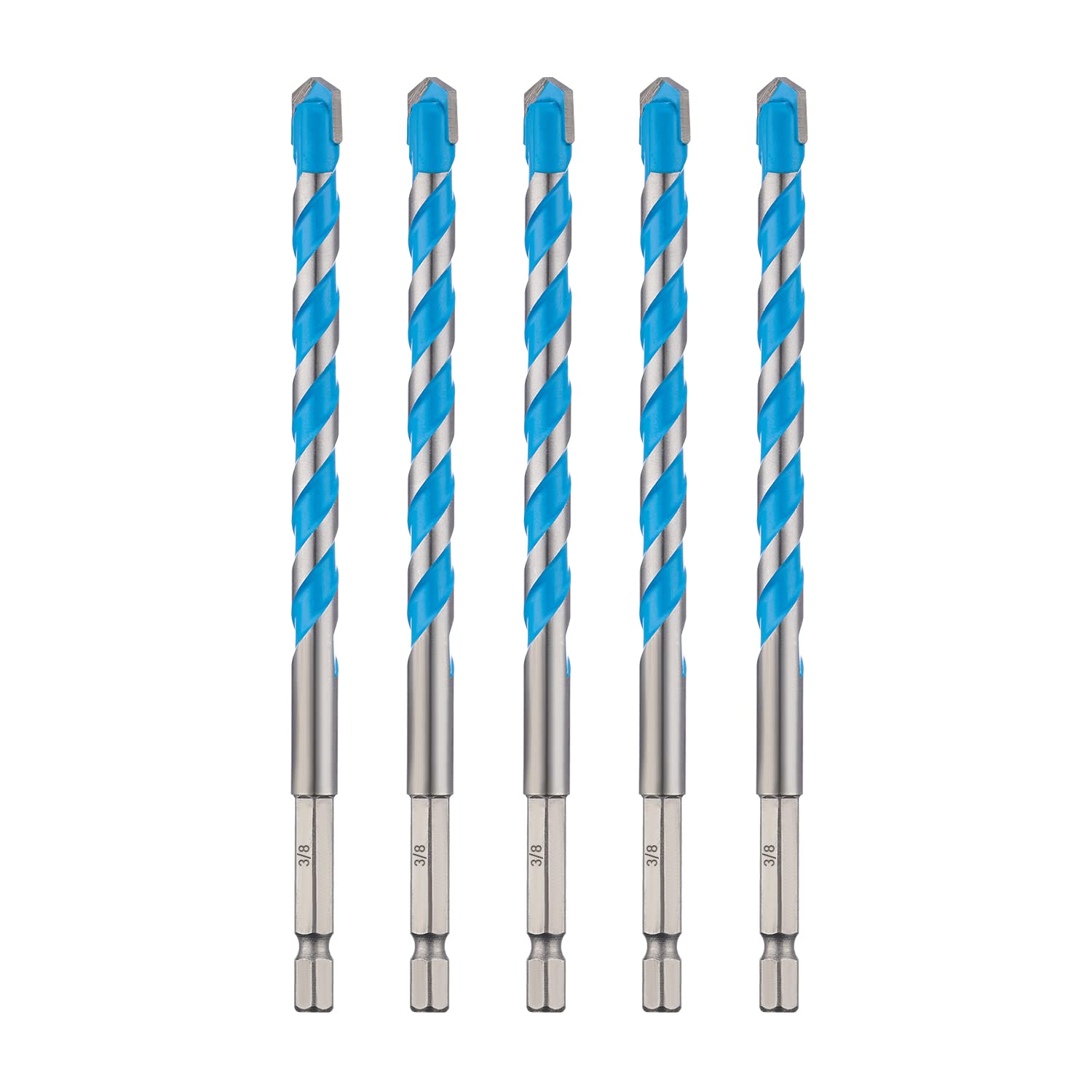toolant 1/2" Concrete Drill Bit Set & Masonry Drill Bit Set, Shockproof Hex Shank Hammer Drill Bit Set for Glass/Brick/Plastic/Cement/Tile, Industrial Strength Carbide Drill Bit Tip 1/2" Box of 5