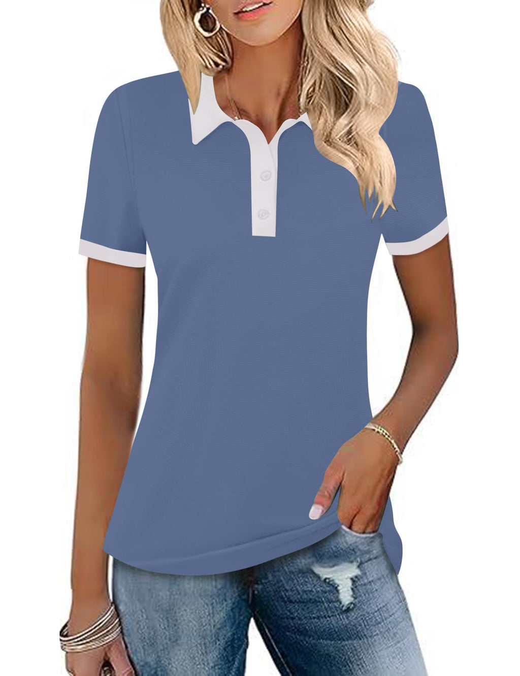 LOMON Womens Golf Polo Shirts Short Sleeve Collared Tops Lightweight Moisture Wicking Tennis Activewear S-XXL