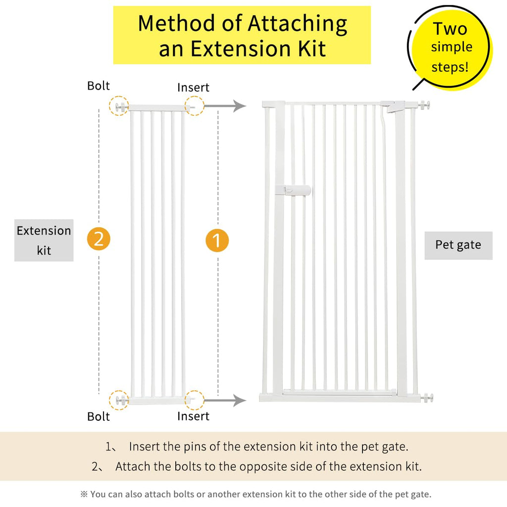 Lumizone Extra Tall Cat Gate Extension Kit 55.12" High 4.13" Wide Black | Tall Pet Gate Dog Gate for Doorway Hallway Stairs Pressure Mounted Extra Wide 1.37" Gap No Drilling