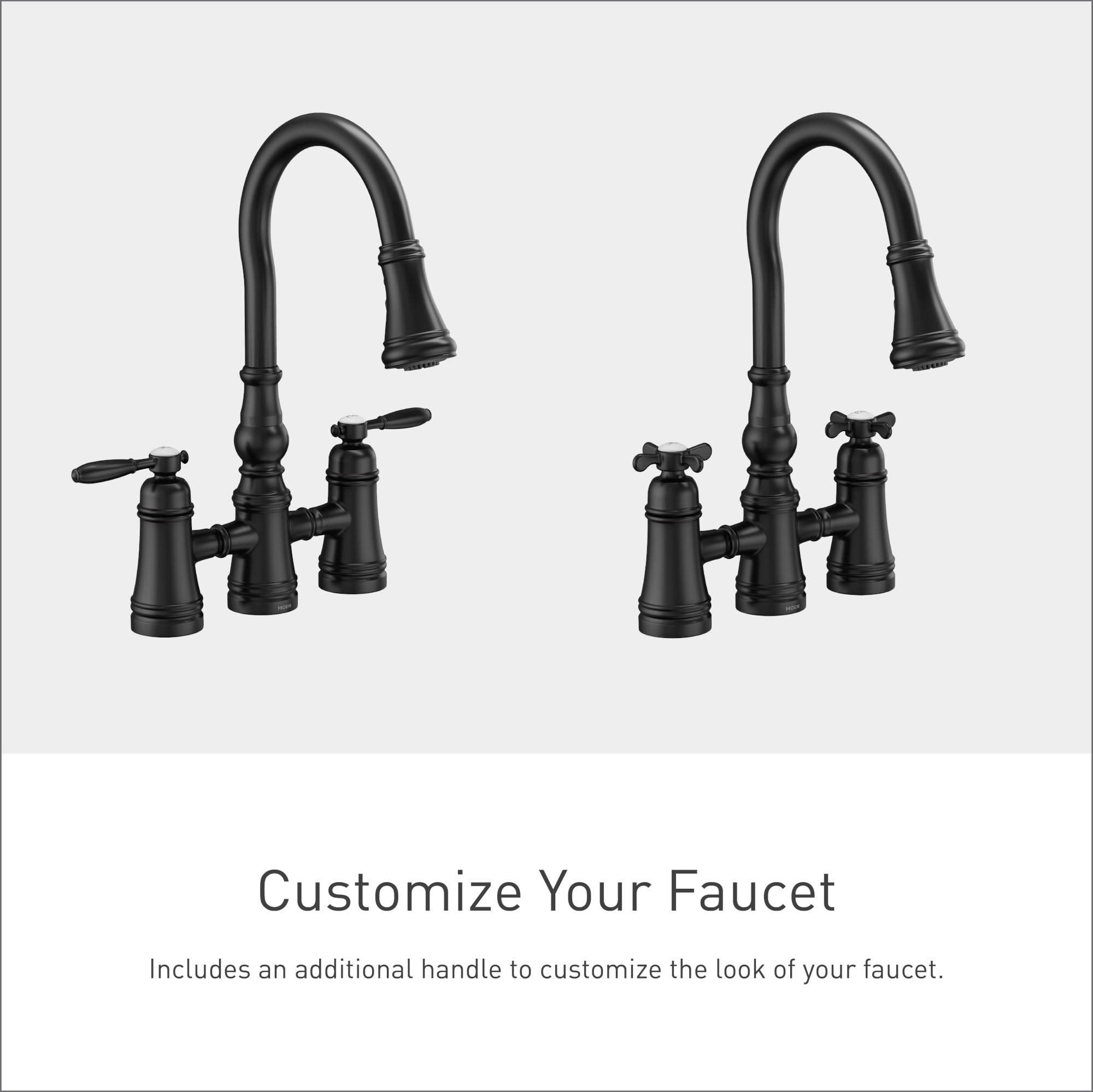 Moen Brushed Gold Weymouth Two Handle Pulldown Bridge Kitchen Faucet, S73204BG