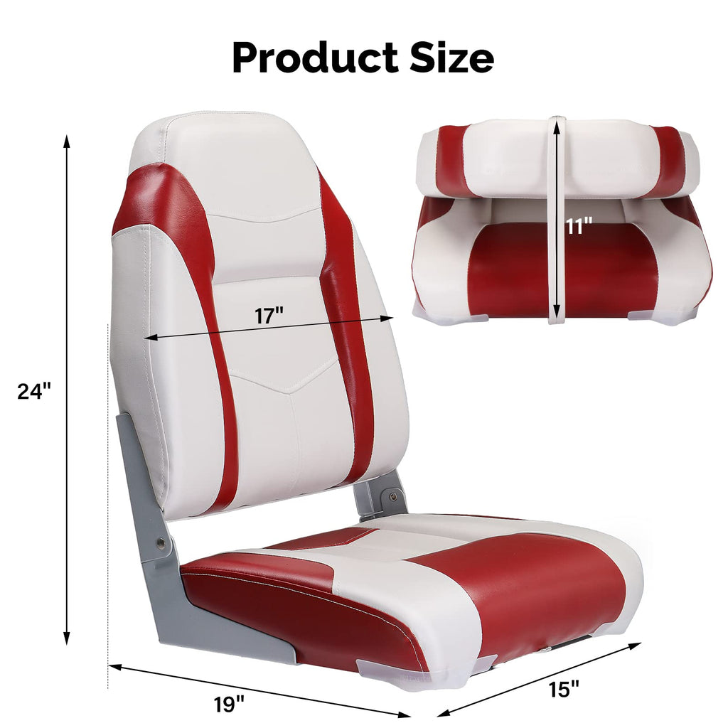 PEXMOR Boat Seats, Low/High Back, Folding, Waterproof, Captain Seat, 2 Packs (High Back-Blue & White)