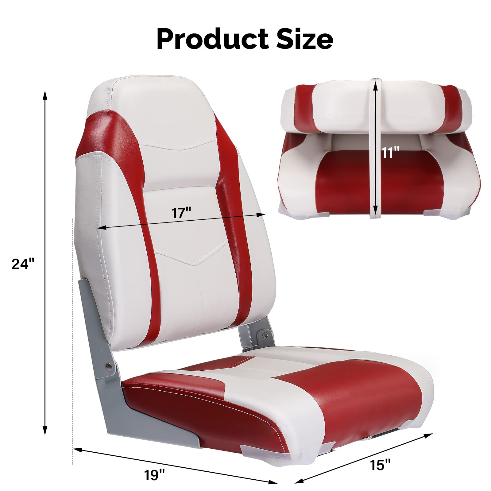 PEXMOR Boat Seats, Low/High Back, Folding, Waterproof, Captain Seat, 2 Packs (High Back-Blue & White)