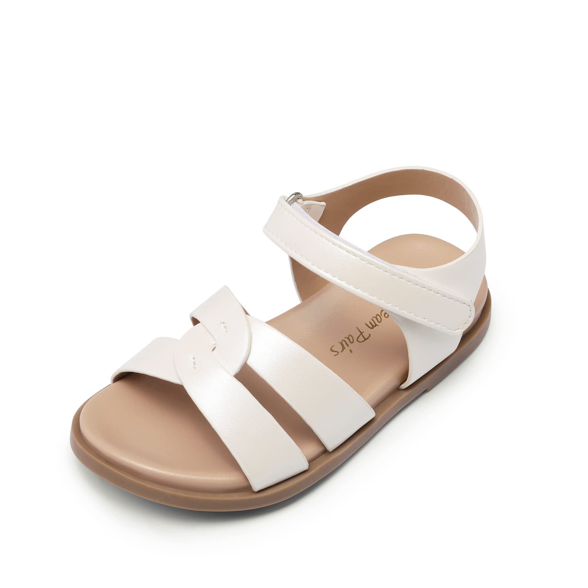 DREAM PAIRS Girls Sandals Open Toe Princess Flat Sandals Strappy Summer Shoes Toddler/Little Kid