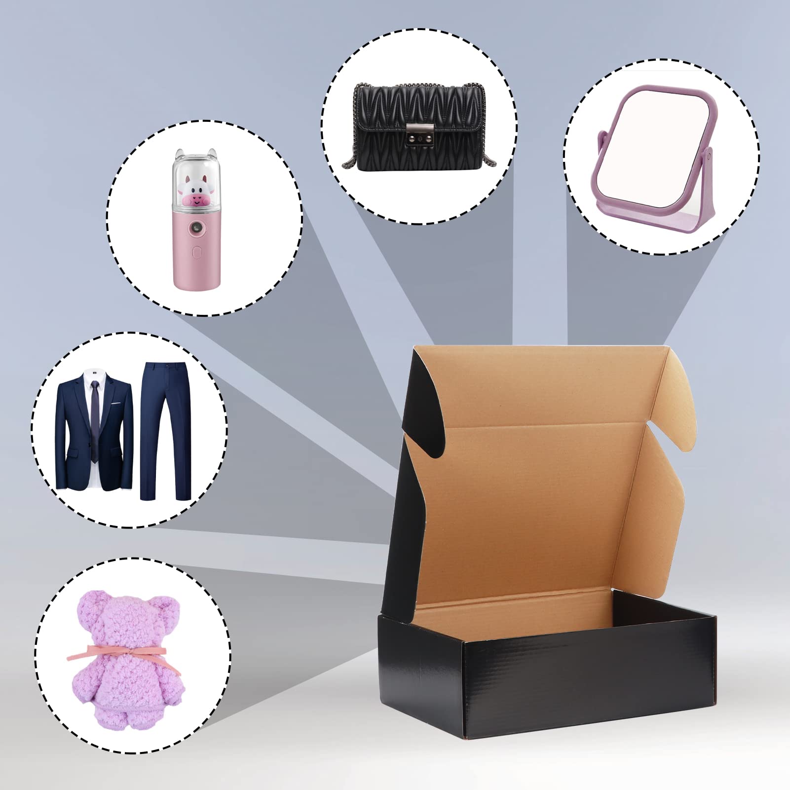 EXYGLO 40 Pack 6x4x3 Shipping Boxes, Black Corrugated Cardboard Boxes for Packaging Small Business, Moving, Shipping, Mailing, and Storing
