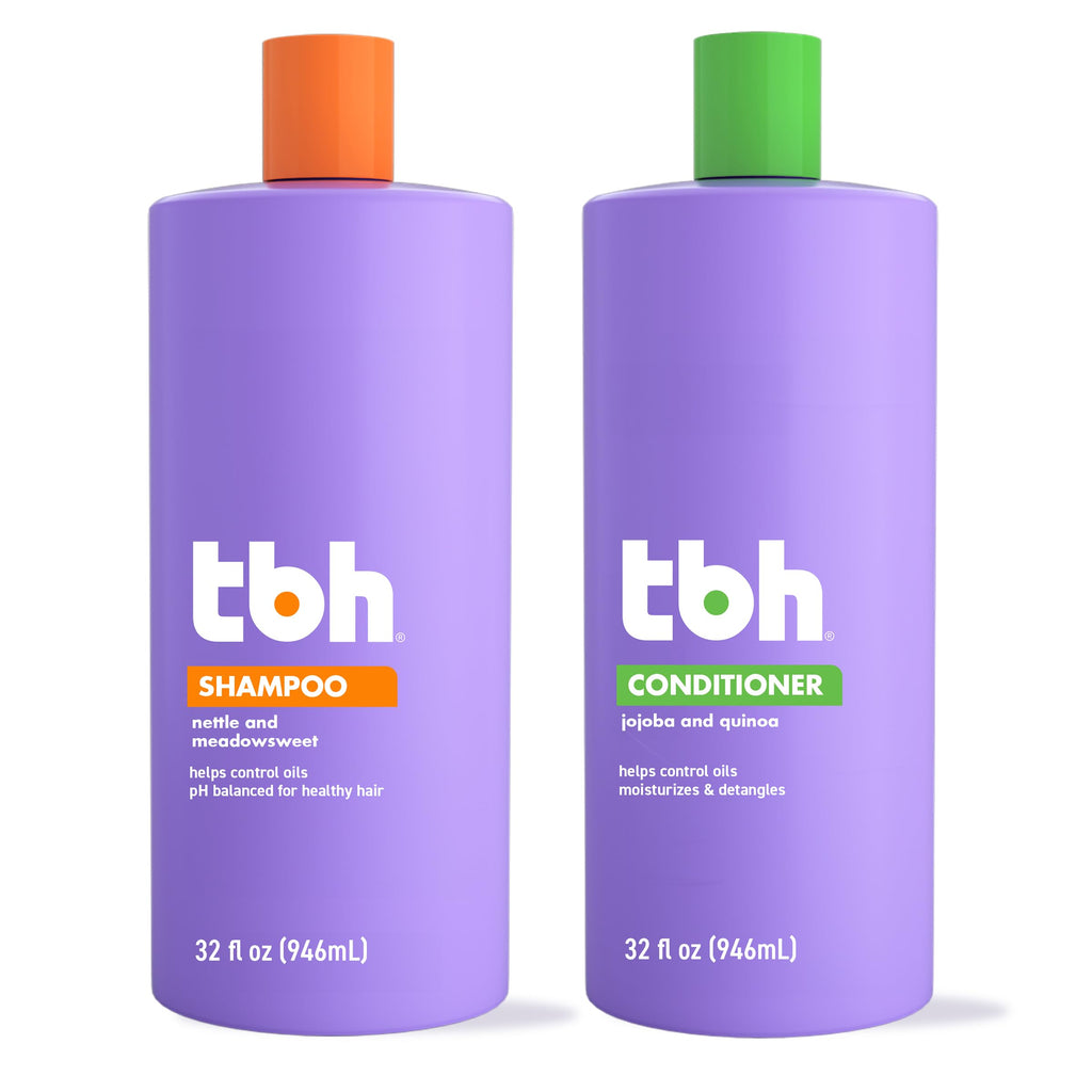 TBH Kids & Teen Shampoo and Conditioner Set – Sulfate & Paraben Free, Lightweight & Hydrating Hair Care for All Hair Types – 2-Pack, 12 oz Each