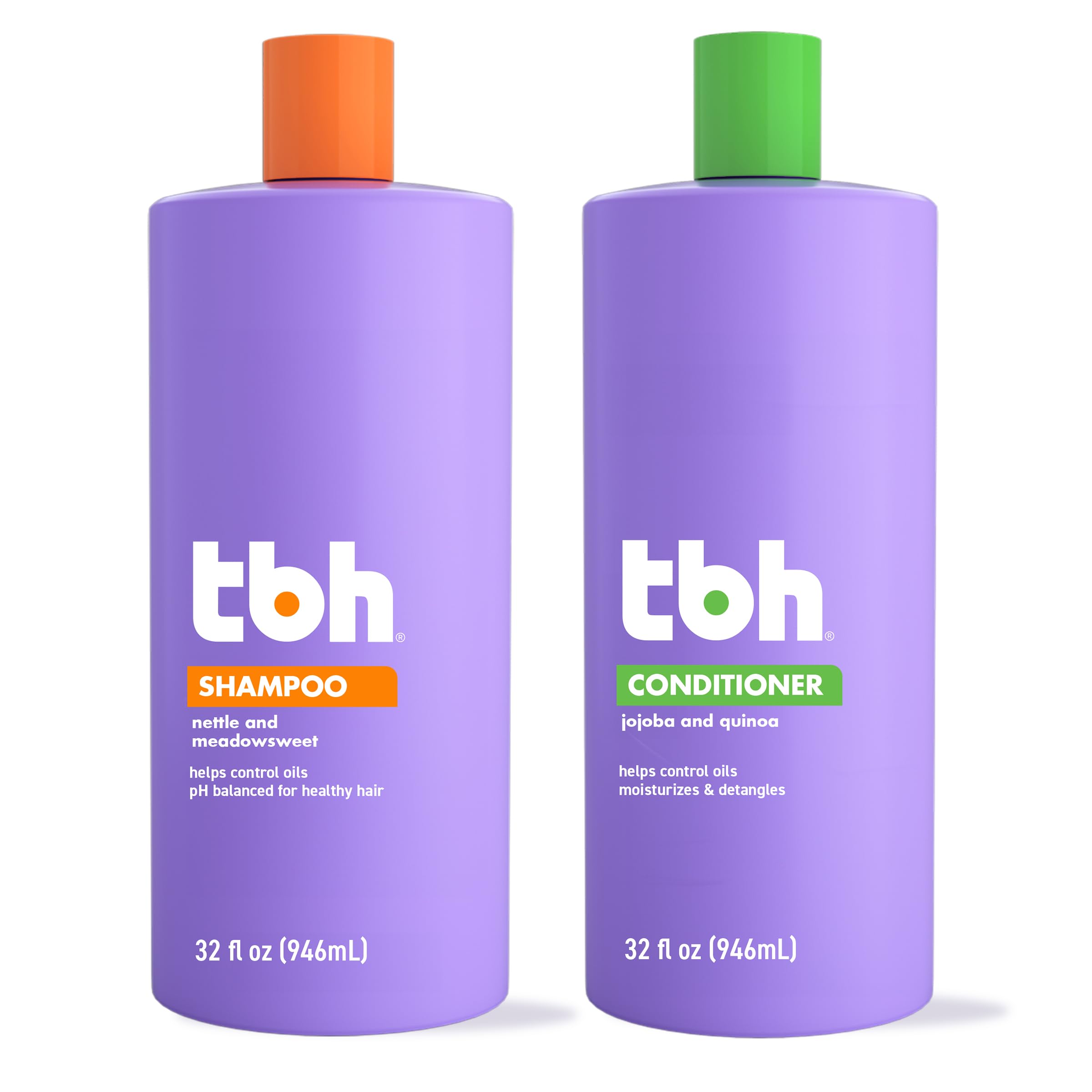 TBH Kids & Teen Shampoo and Conditioner Set – Sulfate & Paraben Free, Lightweight & Hydrating Hair Care for All Hair Types – 2-Pack, 12 oz Each