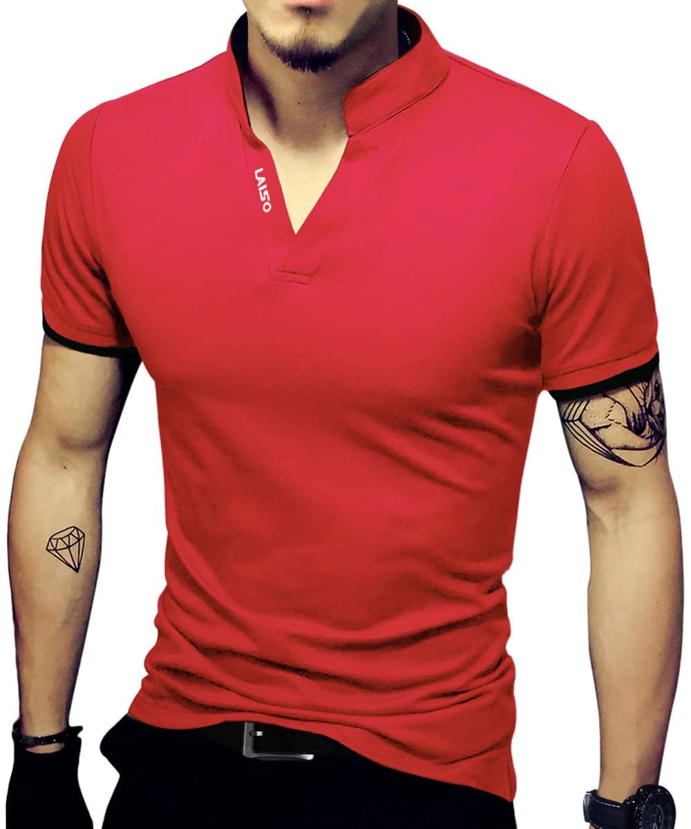 LOGEEYAR Mens Fashion Polo Henley Shirts Short/Long Sleeve Casual T-Shirts Slim Fit Cotton Polo Shirts for Men