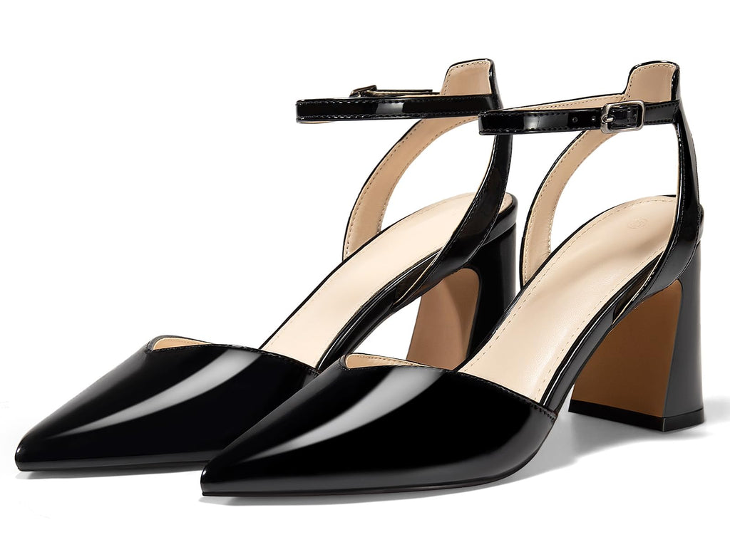 Juliet Holy Womens Closed Toe Heels Chunky Block Heel Ankle Strap Pumps Slingback Heeled Sandals